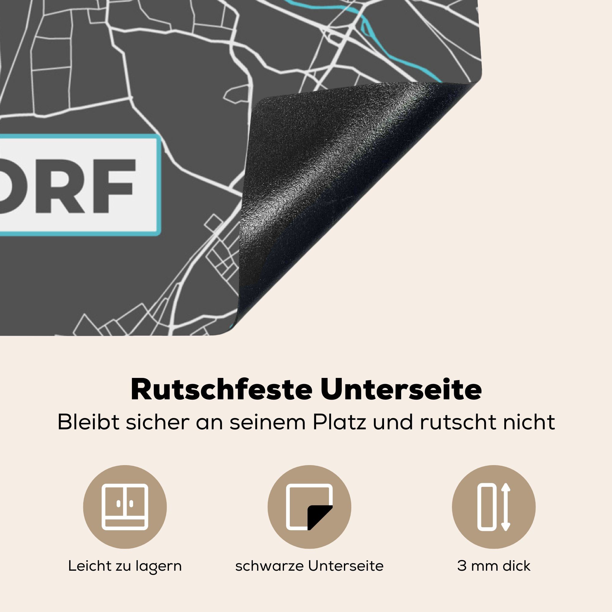 MuchoWow Herdblende-/Abdeckplatte Troisdorf - küche Vinyl, (1 - Blau - tlg), cm, Karte Arbeitsplatte Ceranfeldabdeckung, für Deutschland, 78x78 - Stadtplan