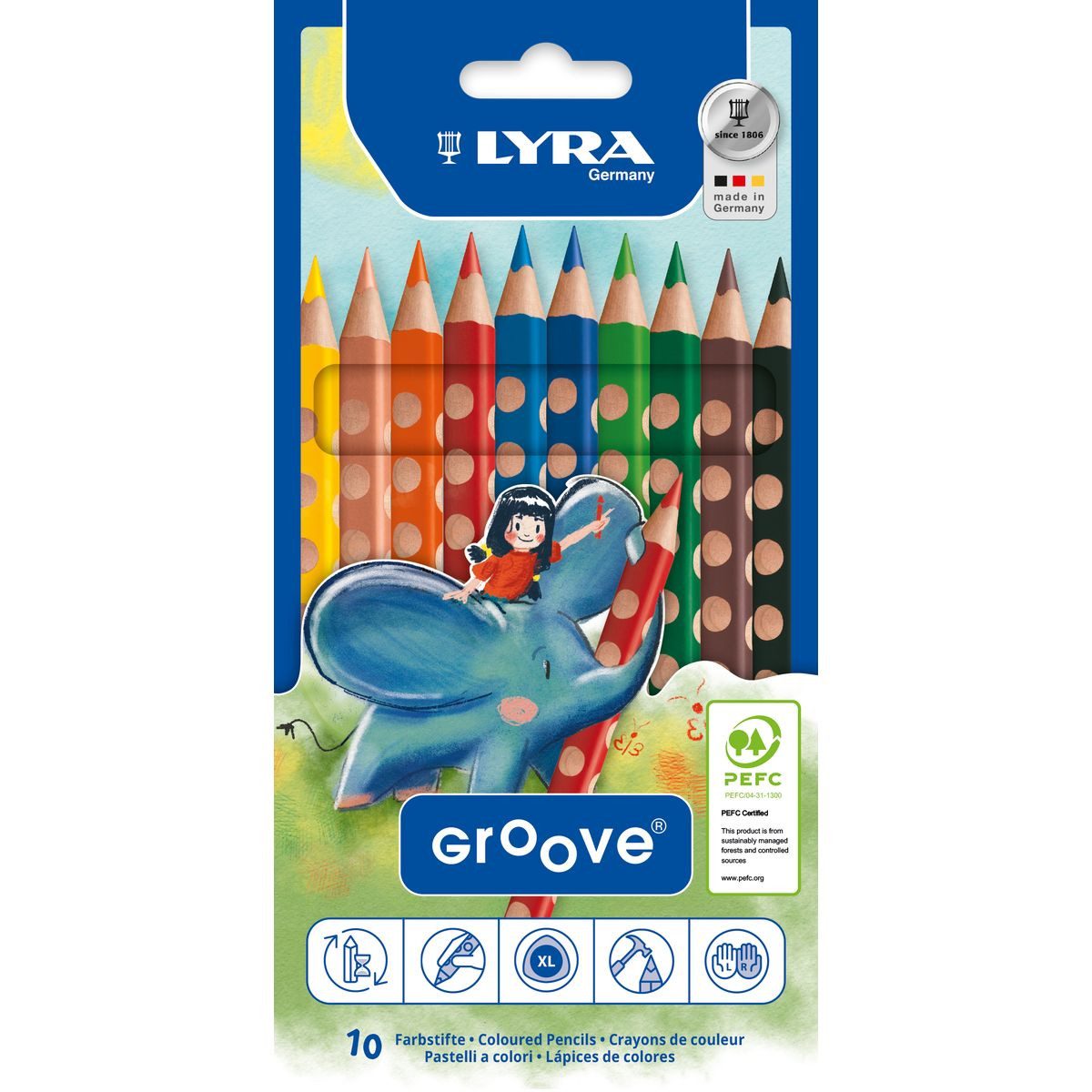 LYRA Buntstift LYRA Buntstifte Groove Natural Grip 10 Stück Kartonetui