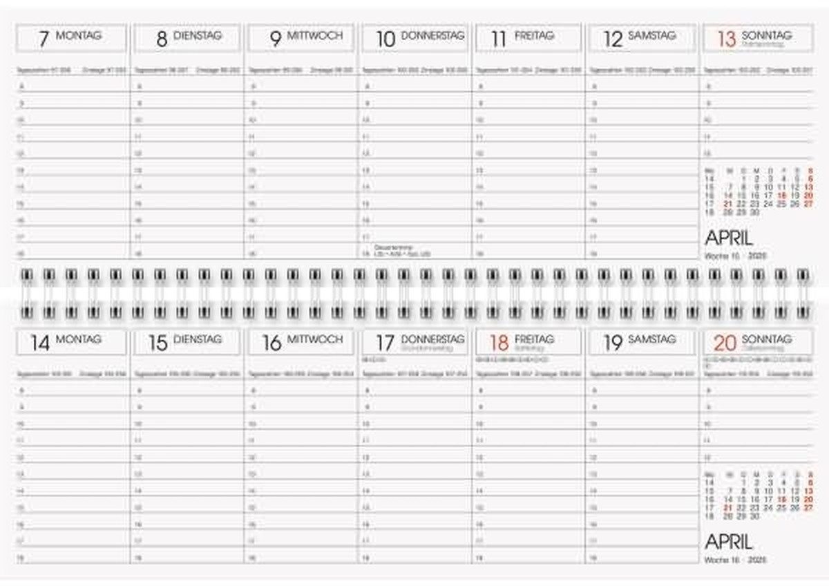 GLOCKEN Lesezeichenkalender Querkalender 29,7x10cm 1 Woche auf 1 Seite