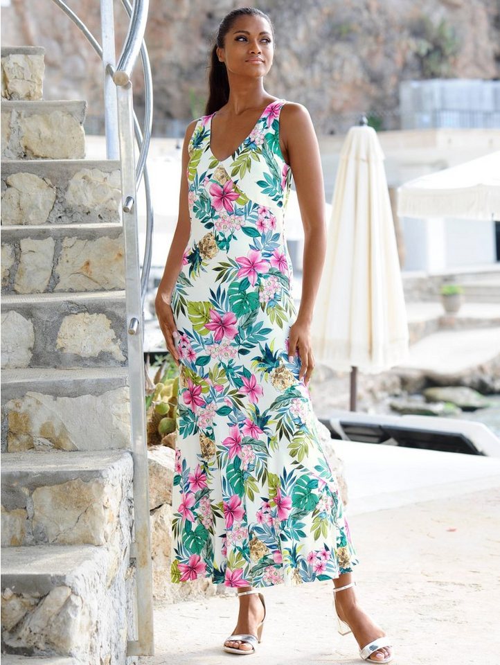 Alba Moda Strandkleid mit buntem Druck in weiß