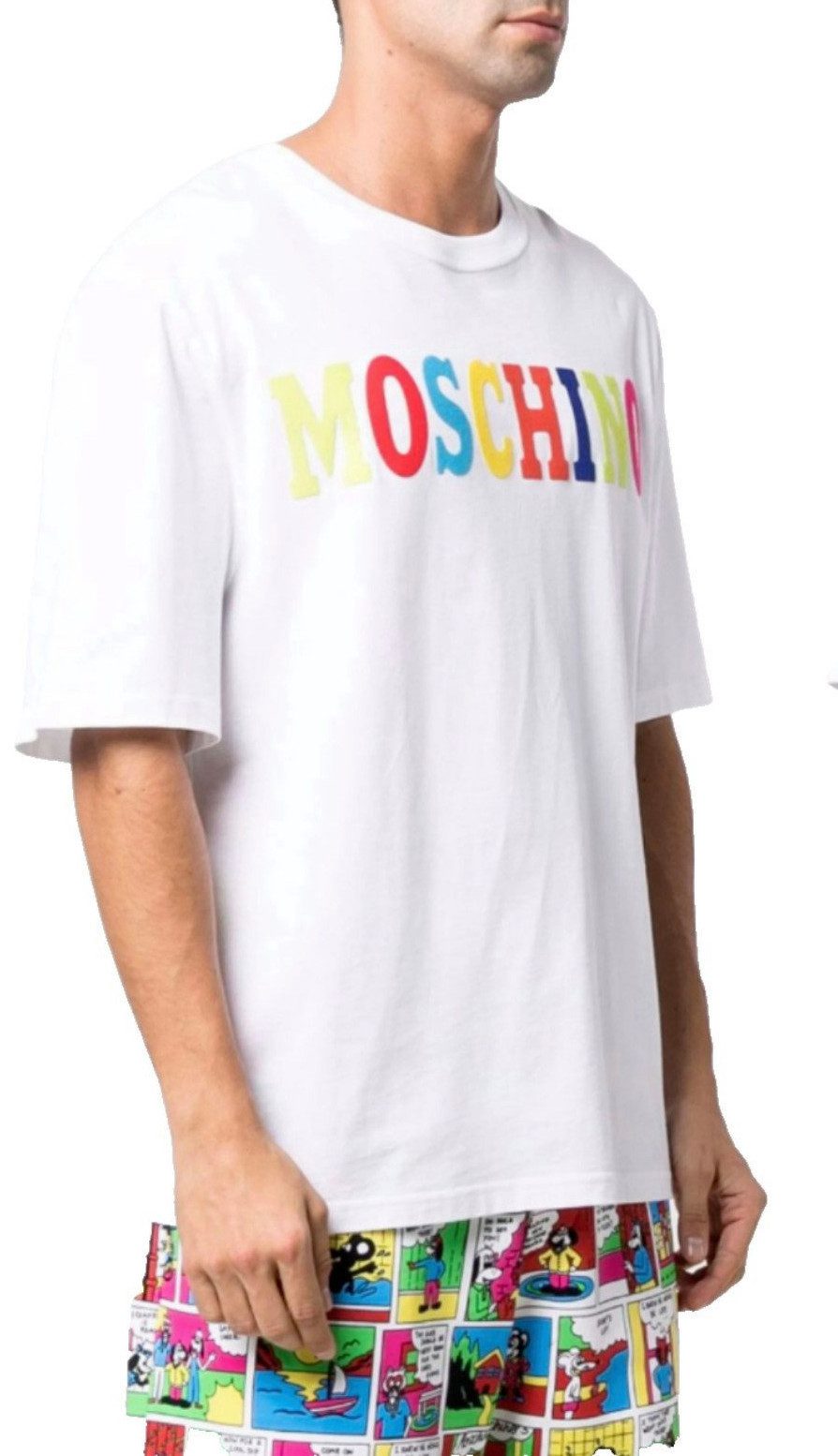 Moschino T-Shirt COUTURE T-shirt Oversize Multi Color Logo Printed Tee Shirt malerischem 3D Logo-Print auf der Brust