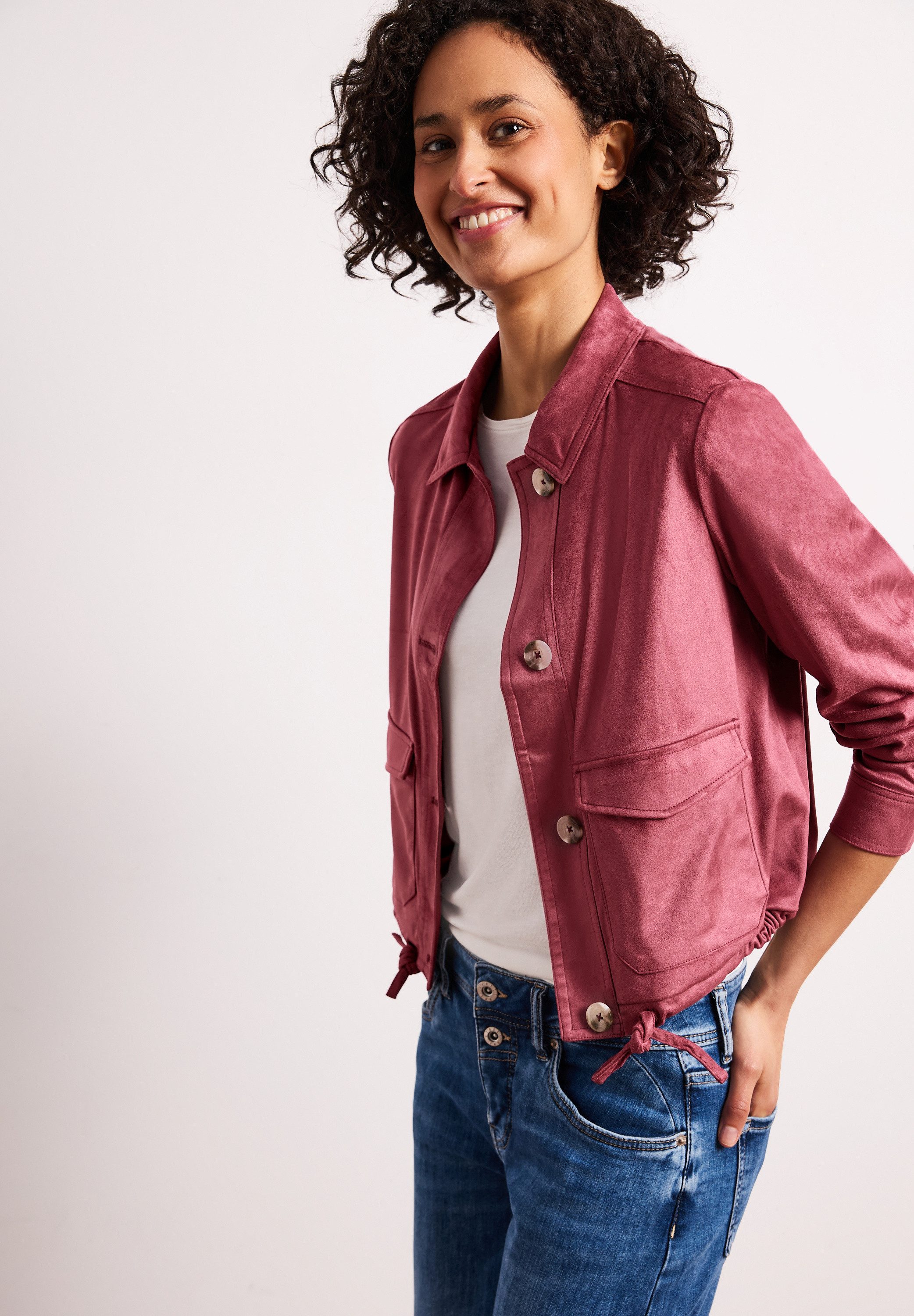 STREET ONE Kurzjacke in Velours-Optik
