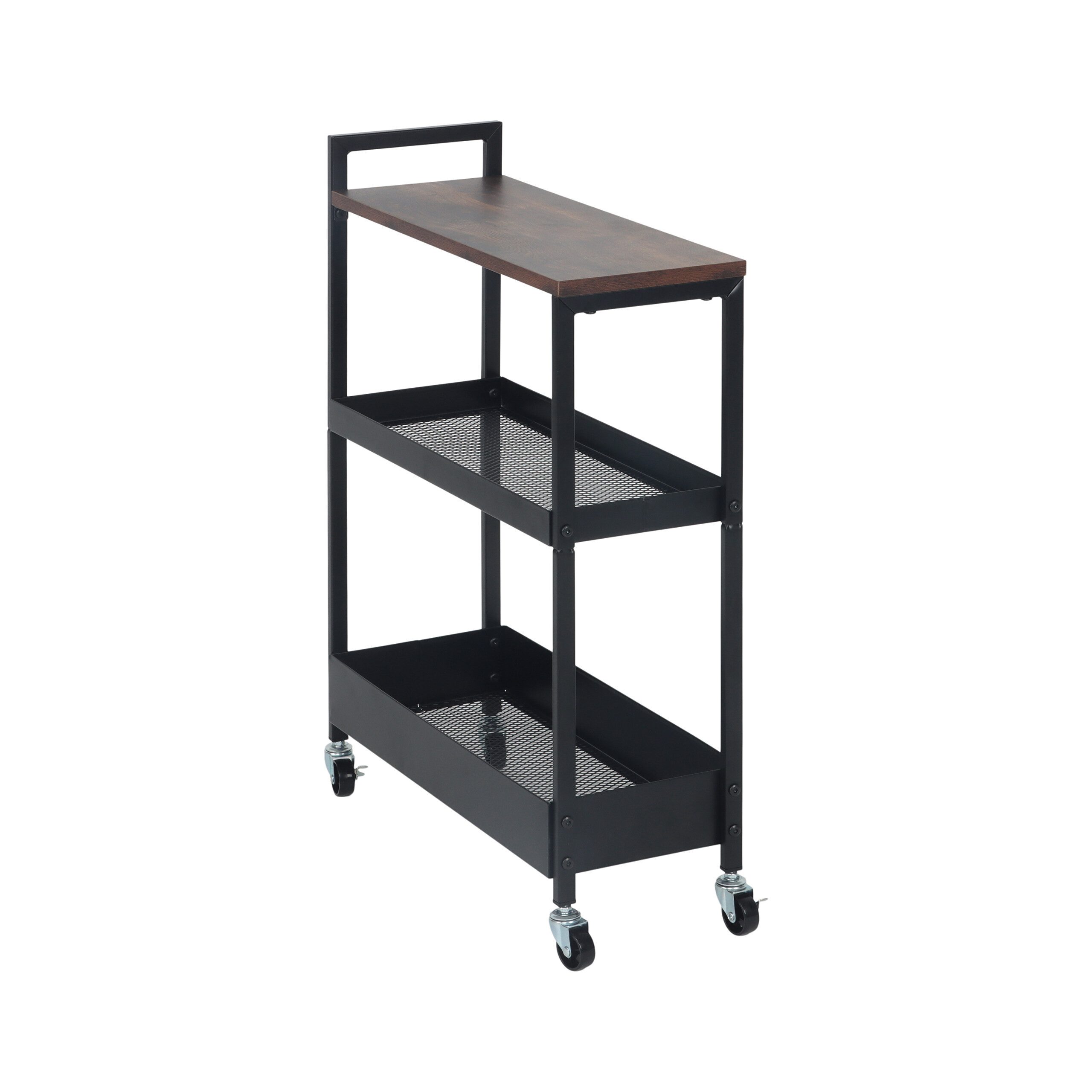relaxdays Regalwagen Nischenwagen Industrial-Design, Industrial-Schwarz, 70 cm