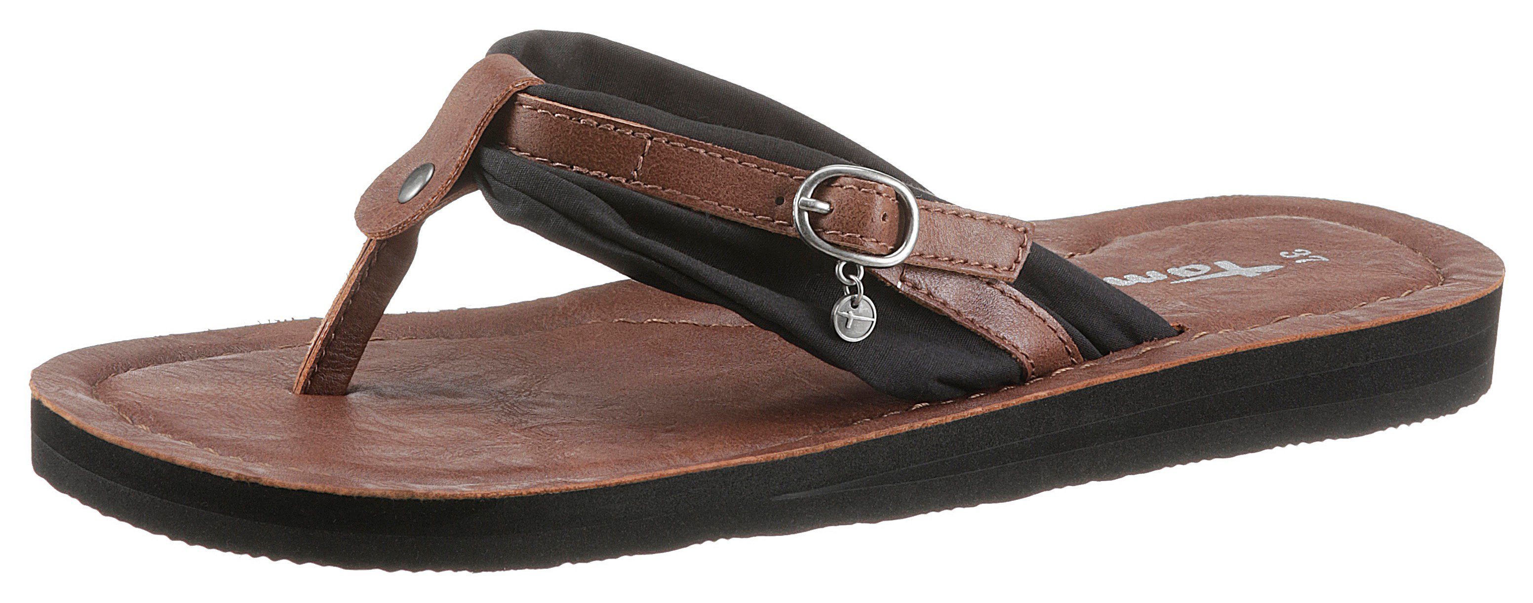 Tamaris AVRIL Zehentrenner, Sommerschuh, Flats, Schlappen mit T-Logoanhänge günstig online kaufen