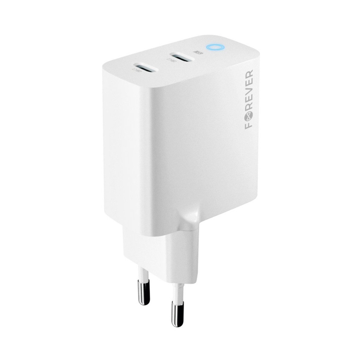 Forever TC-06-65CC USB-Ladegerät (3250 mA, 65 W GaN-Schnellladegerät mit zwei USB-C Anschlüssen)