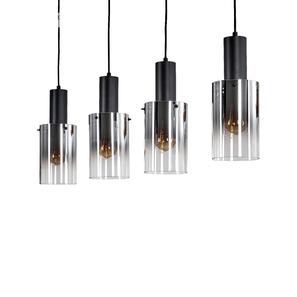 hofstein Pendelleuchte Hängelampe aus Metall/Glas in Schwarz/Rauchfarben/Kl günstig online kaufen