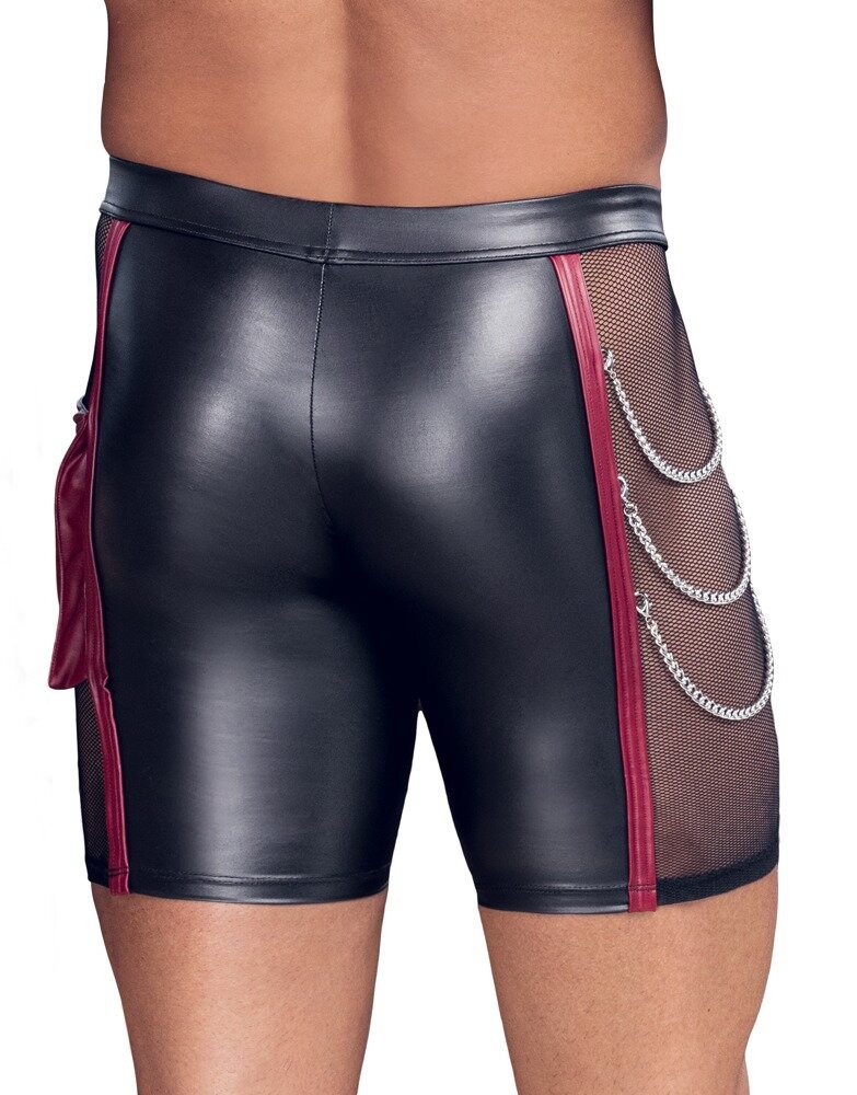 NEK Boxershorts Boxershorts mit Reißverschluss uns seitlichem Netz mit Ketten - schwar (1-St) Cooler Mattlook und seitliches Netz