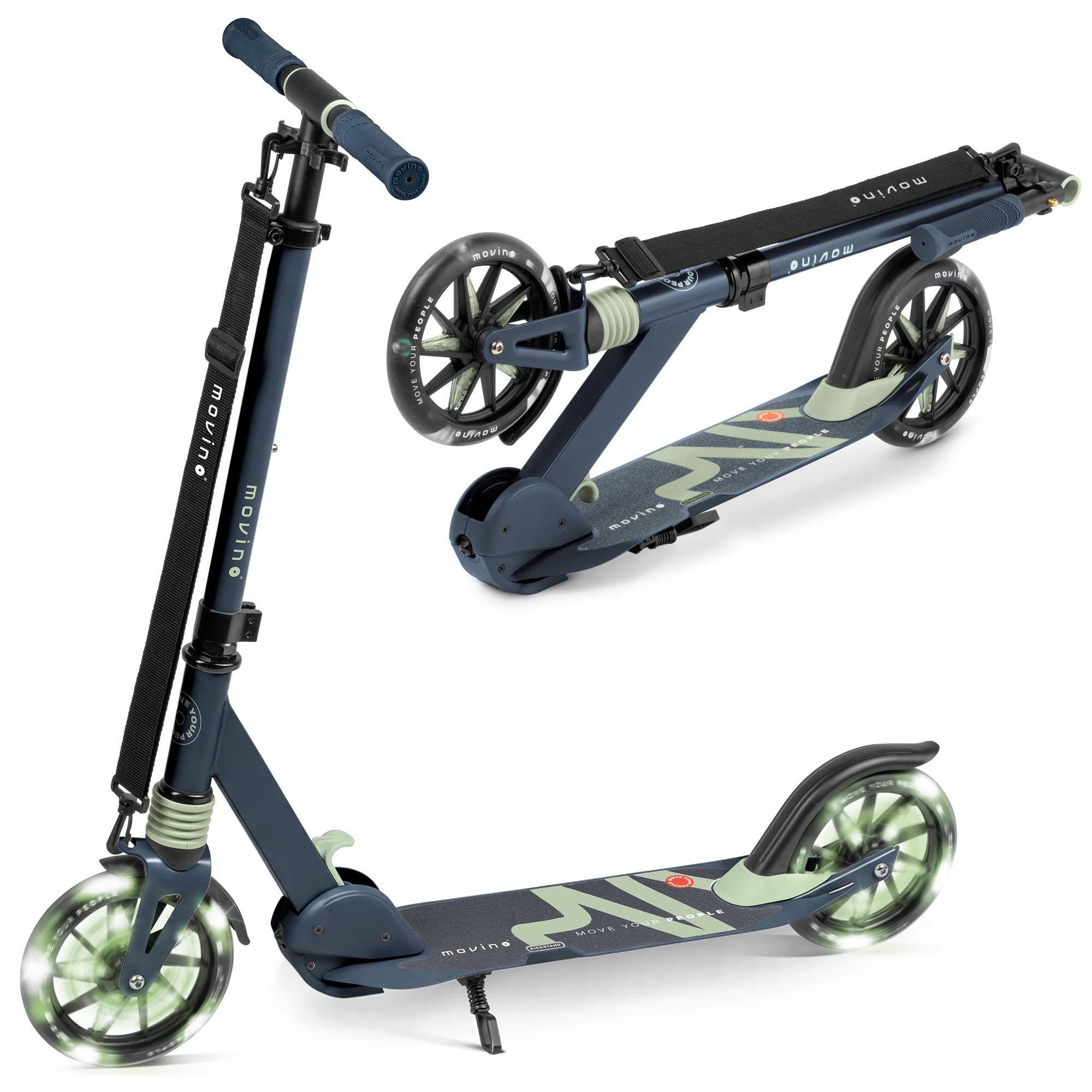 Movino Cityroller MOVINO CITY LIGHT Stoßdämpfer LED-Rollen max. 100kg