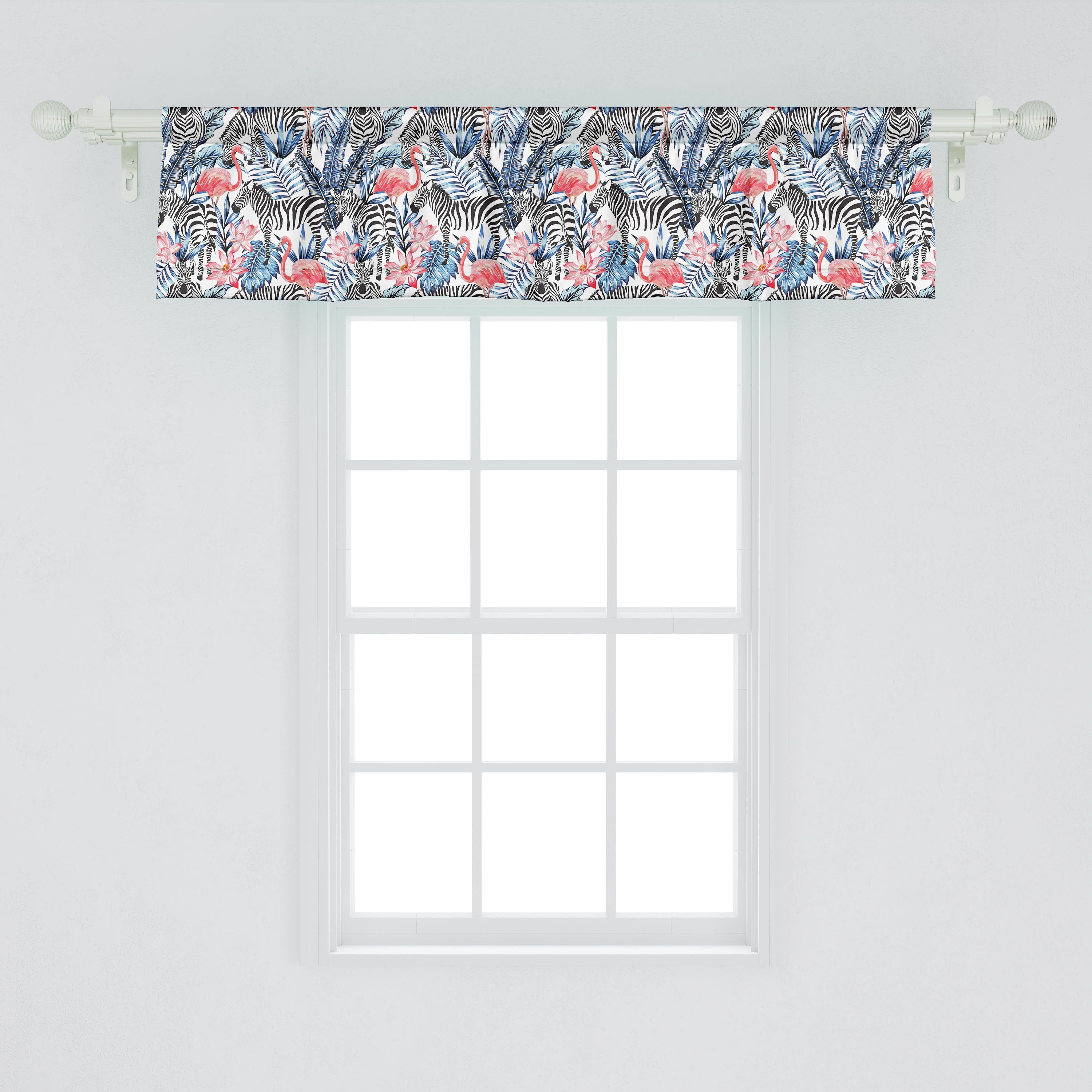 Abakuhaus, Aquarell Volant Microfaser, mit Flamingo für Vorhang Stangentasche, mit Scheibengardine Küche Zebra Dekor Schlafzimmer