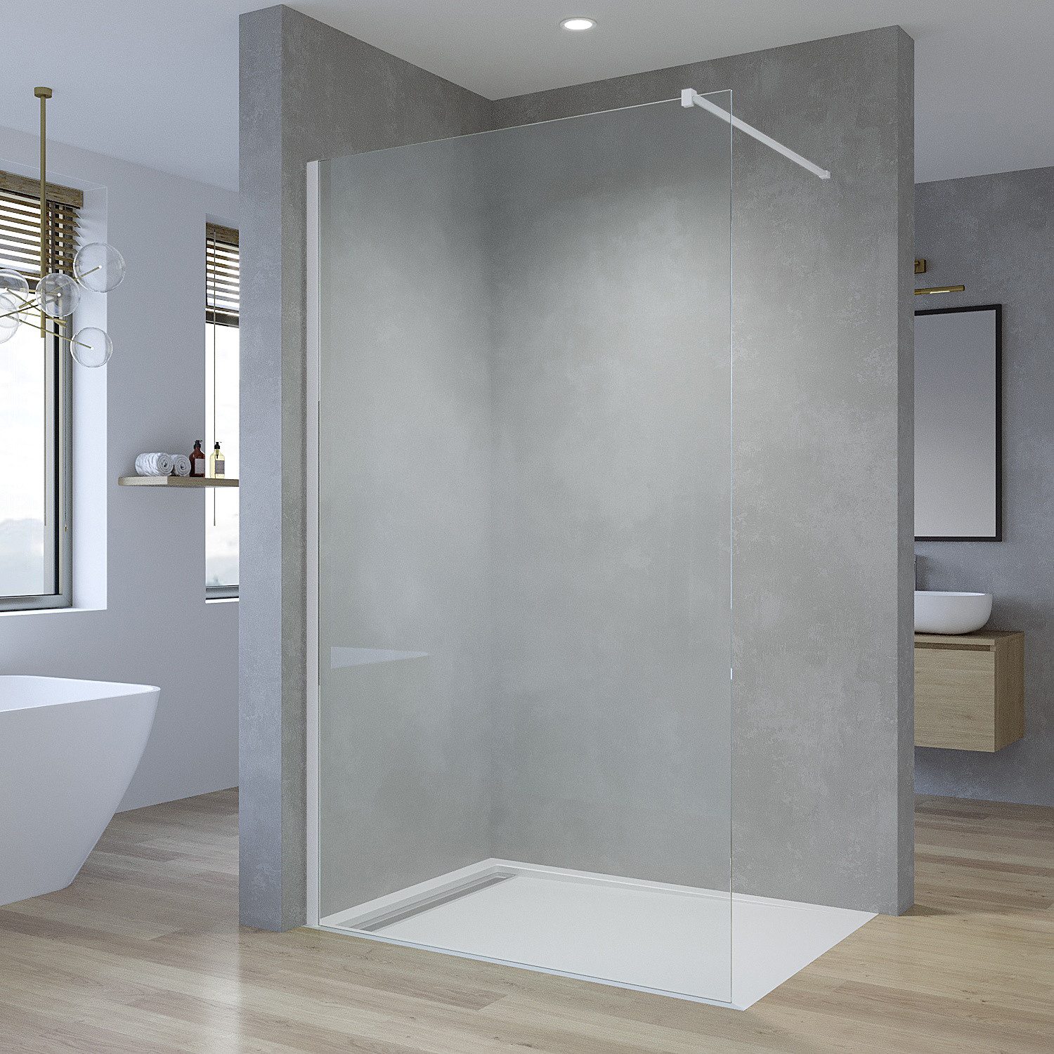AQUABATOS Walk-in-Dusche Duschabtrennung Duschwände Duschtrennwand Gold günstig online kaufen