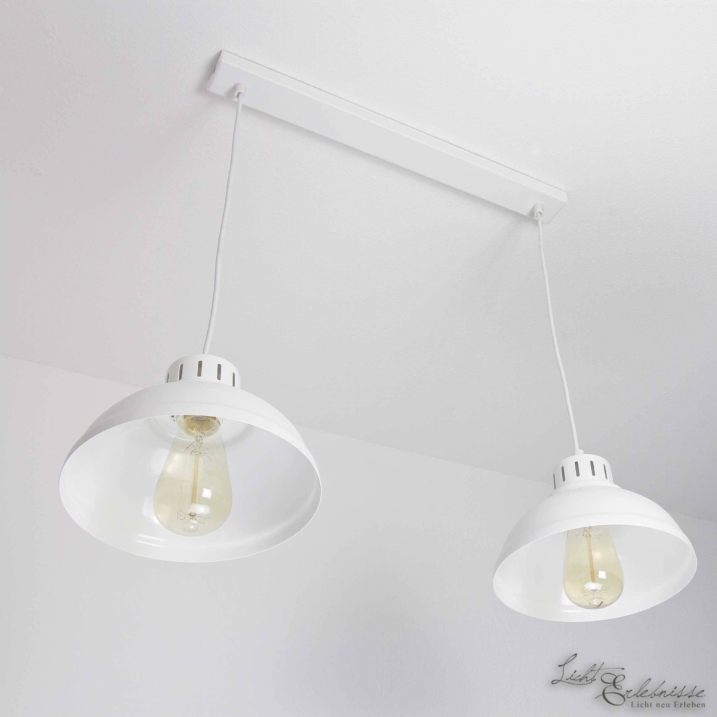 Hängelampe Vintage Esszimmer SVEN, Weiß Licht-Erlebnisse Metall Leuchtmittel, 2-flammig Design E27 Pendelleuchte ohne