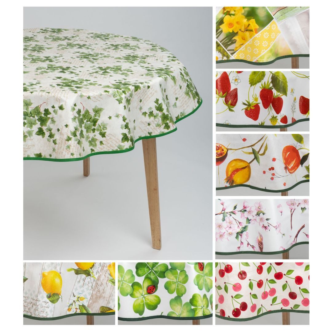 Tischdecke laro 140cm runde Wachstuchtischdecke mit Saum-Eingefasst