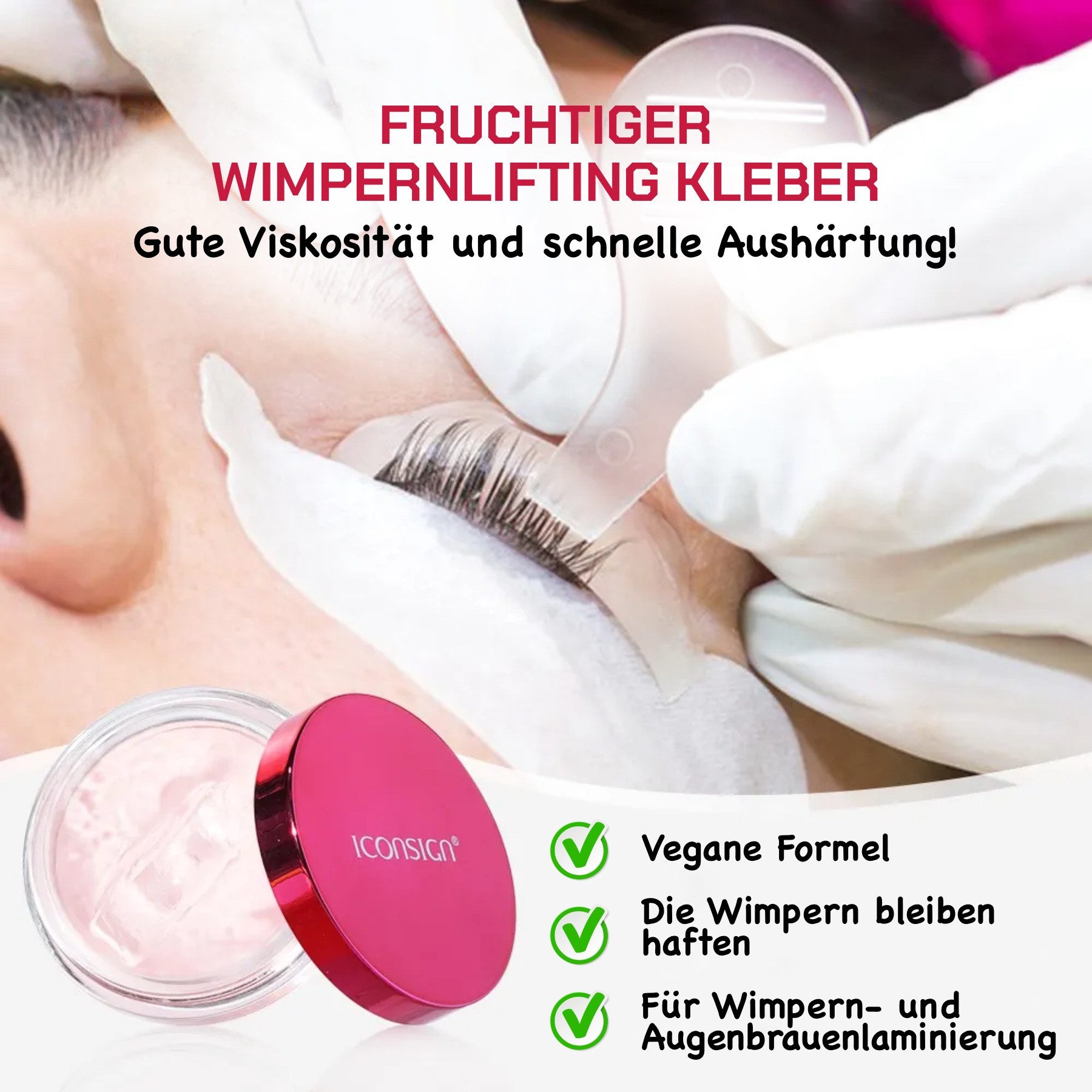 Iconsign Einzelwimpern Wimpernlifting Set der 2 Generation mit Cream Kleber, 1 tlg., Pflegt die Wimpern, Mit neue Creme-Balsam Kleber