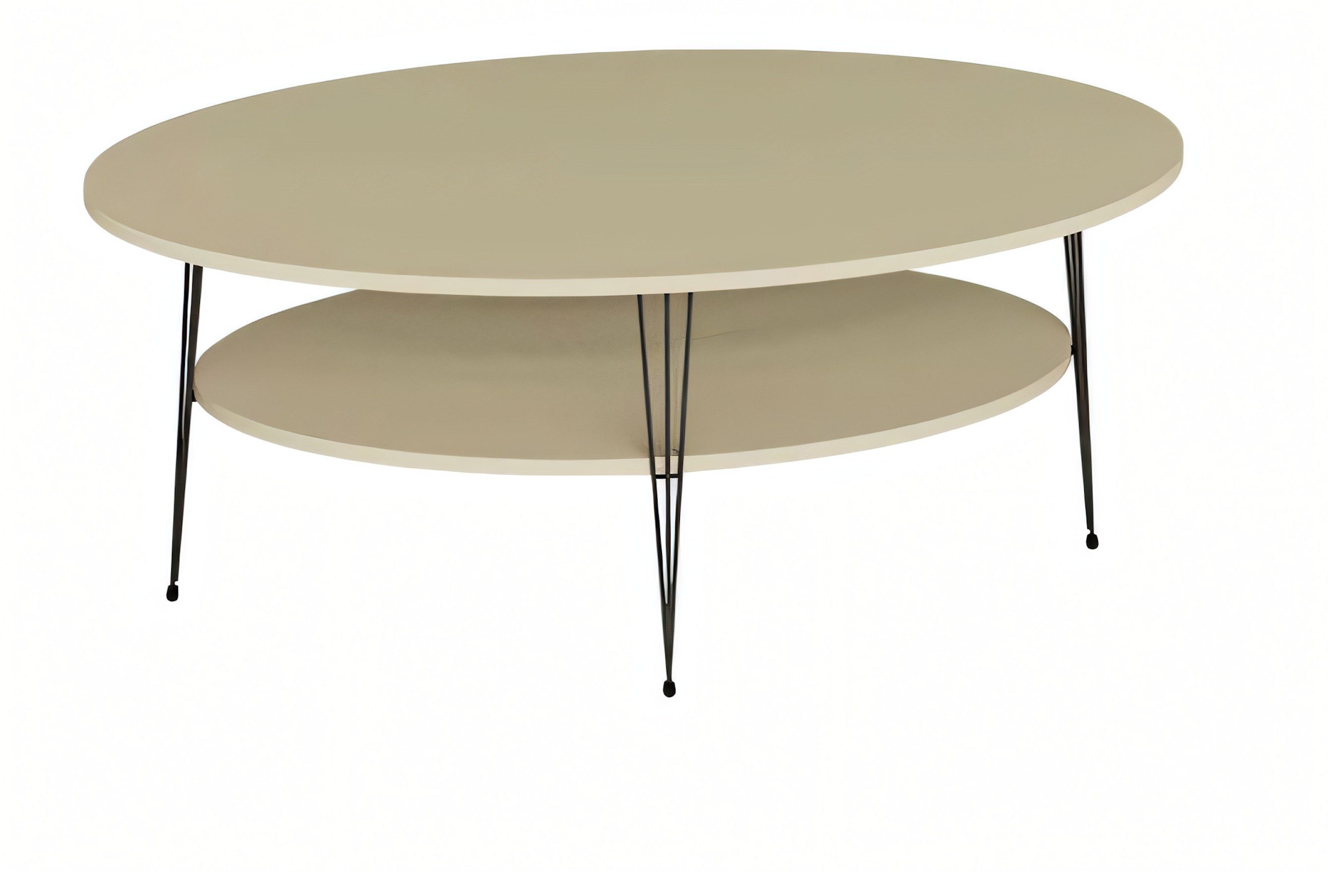 Xlmoebel Couchtisch Beiger Couchtisch aus Holz und Edelstahl, ovales Design (Packung), Made in Europa