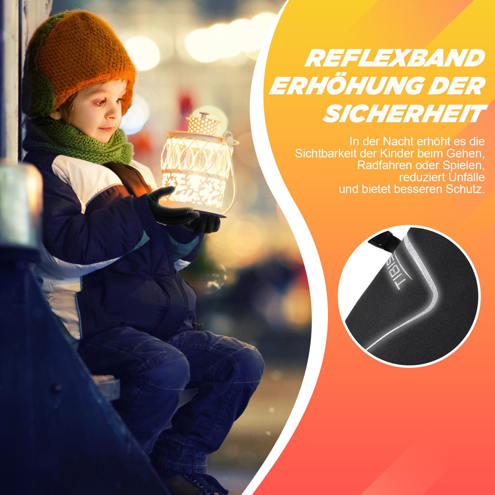 TANSTC Thermohandschuhe Fahrradhandschuhe Kinder Warme Handschuhe Softshell Winterhandschuhe (Set) Touchscreen,rutschfeste,reflektierende,wärme,leicht,winddicht – Bild 2 von 5
