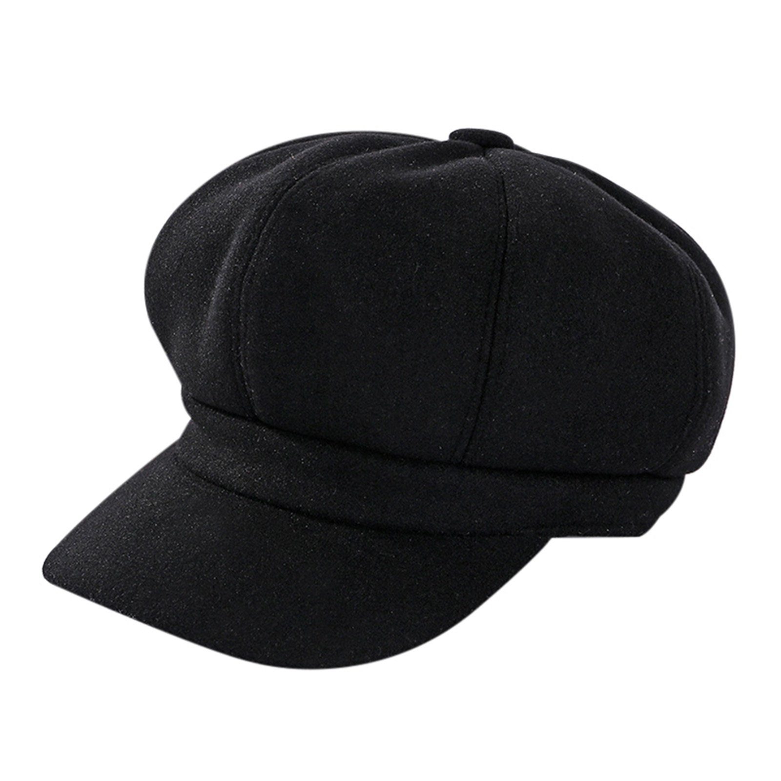 Einfarbig Panel Achteckige Zeitungsjunge Mütze Schwarz 8 Baskenmütze Blusmart Hut Frauen Woolen