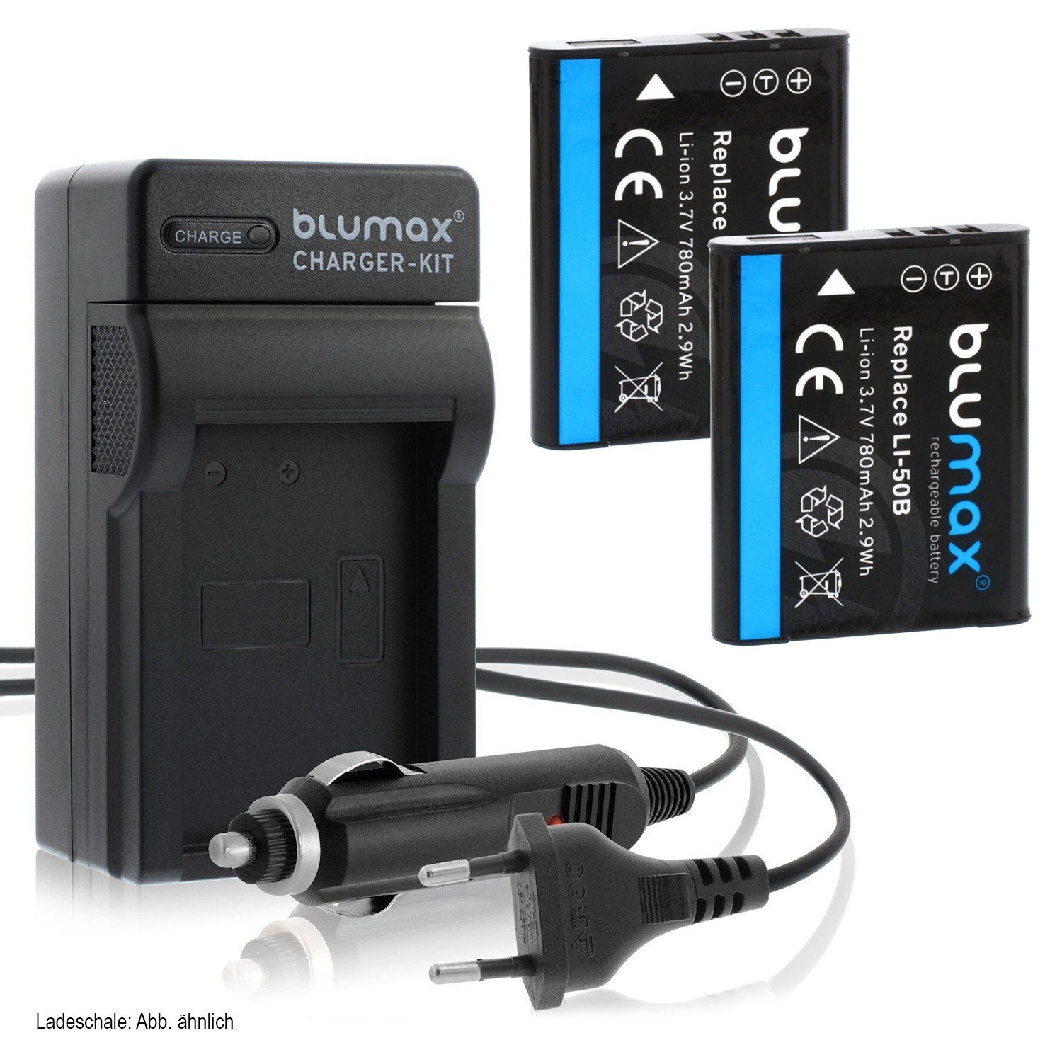 Blumax Set mit Lader für Olympus Li-50B, SZ-14 780 mAh Kamera-Akku