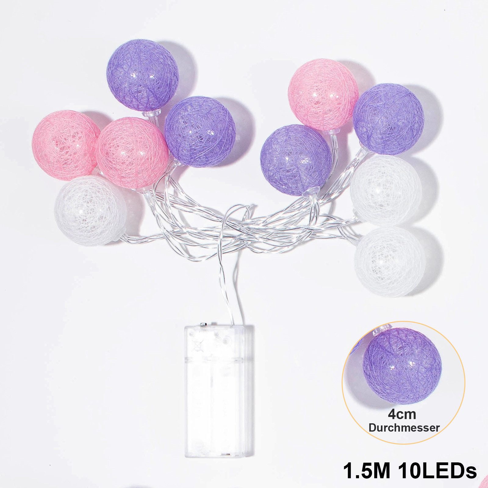 MUPOO LED-Lichterkette Wattebällchen Lichterkette Batteriebetrieben Festdek günstig online kaufen