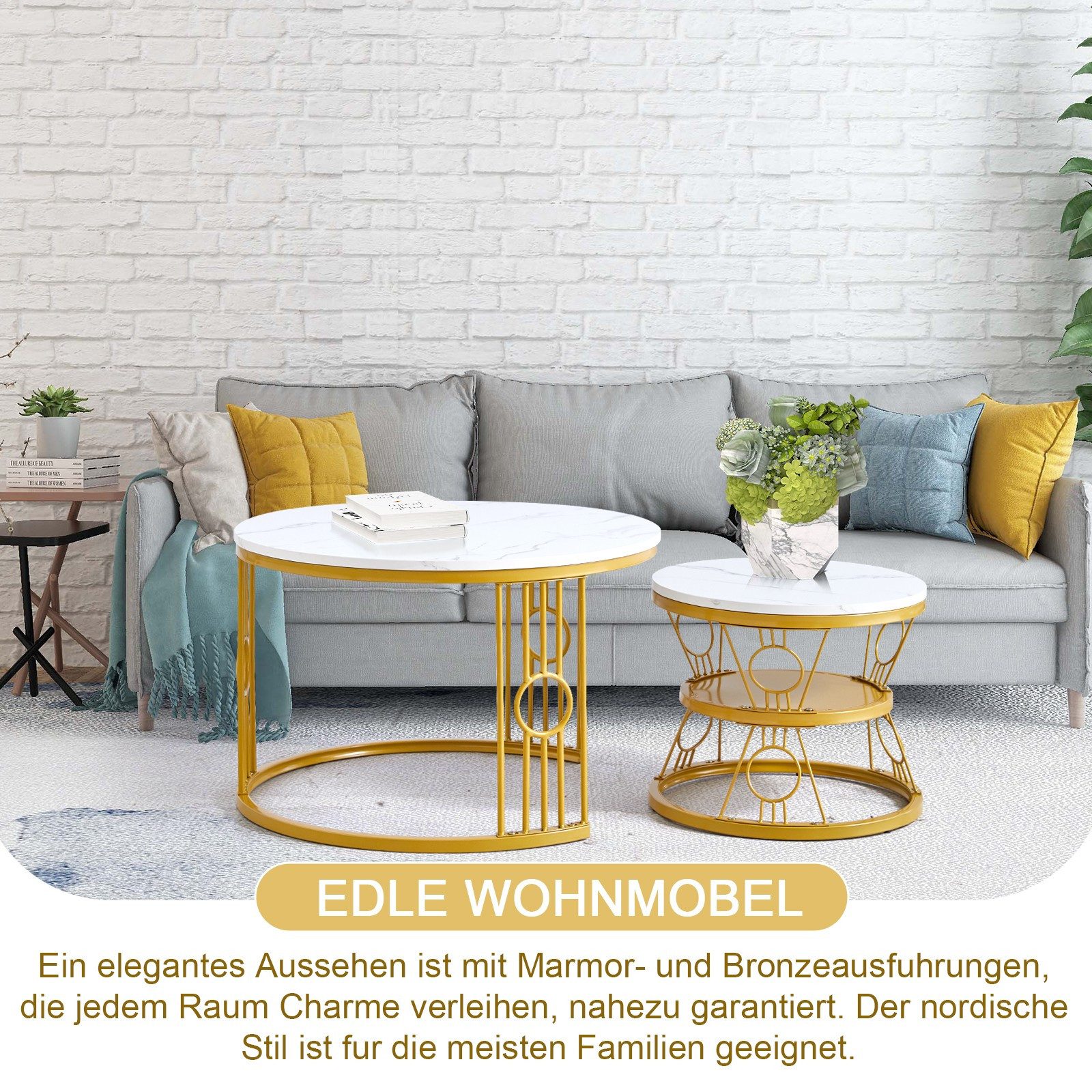 HAUSS SPOLE Couchtisch 2er-Satztisch Beistelltisch stapelbarer günstig online kaufen