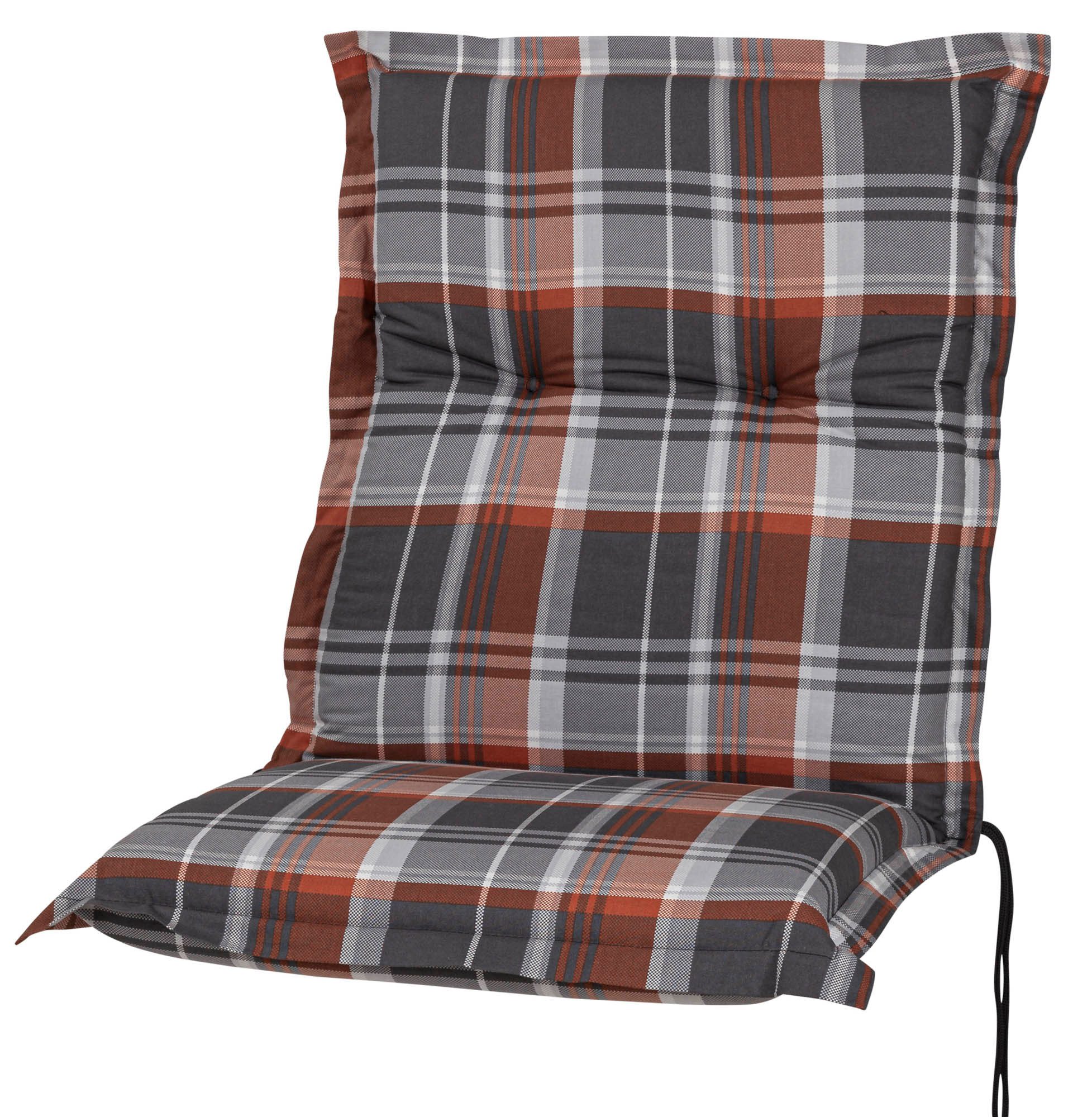 Sun Garden Sesselauflage Niederlehner Neckar 10566-440 grau-rost kariert 98x48x8 cm Sun Garden