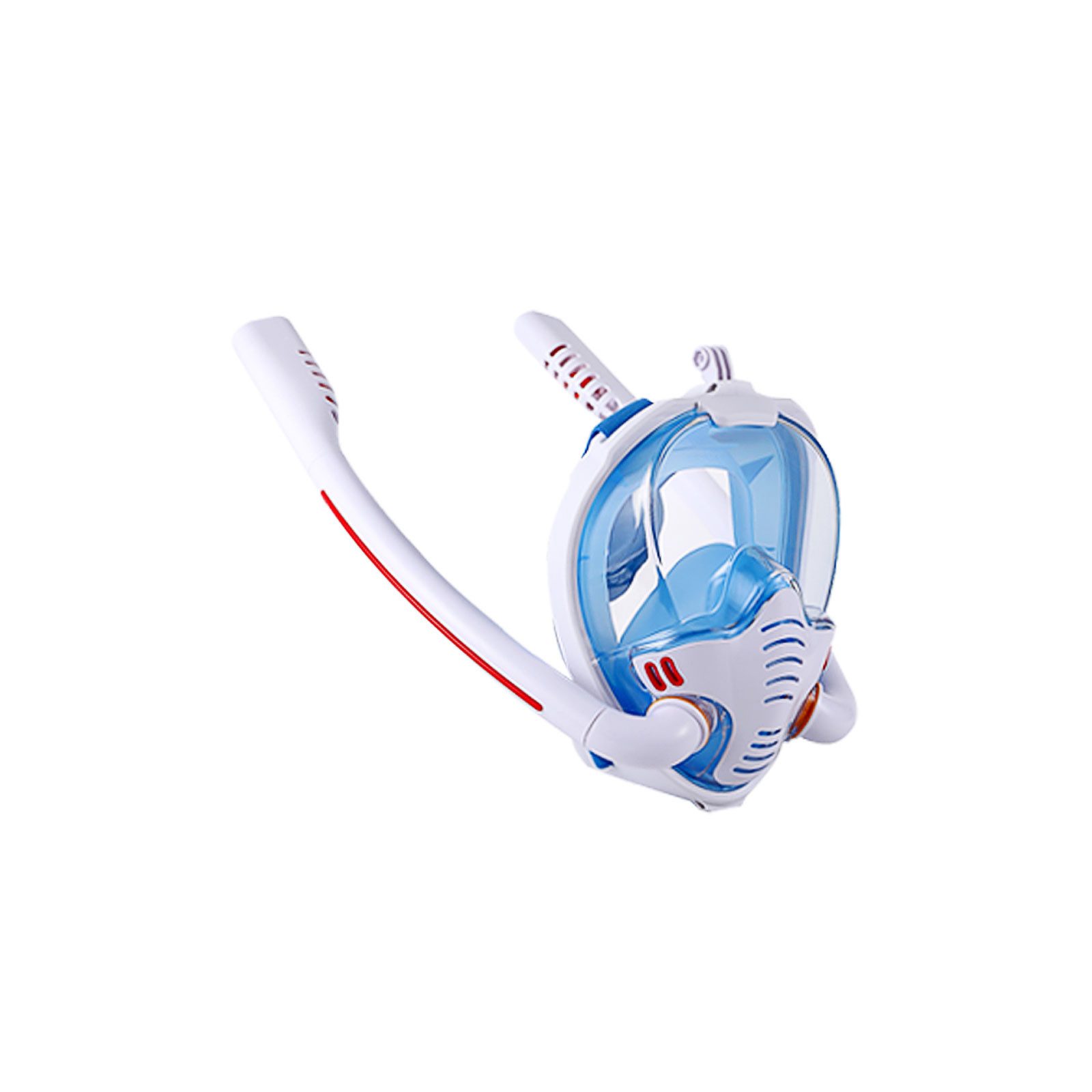 OKWISH Schnorchel Panoramasicht Tauchmaske Vollmaske Schnorchelmaske (aus PC + Silikon mit Kamerahalterung, 1 St., Dry Schnorchel 180° Sichtfeld Anti-Leck Doppelrohre), Männer Frauen Trocken Schnorchel Schwimmen und Tauchen Erwachsene