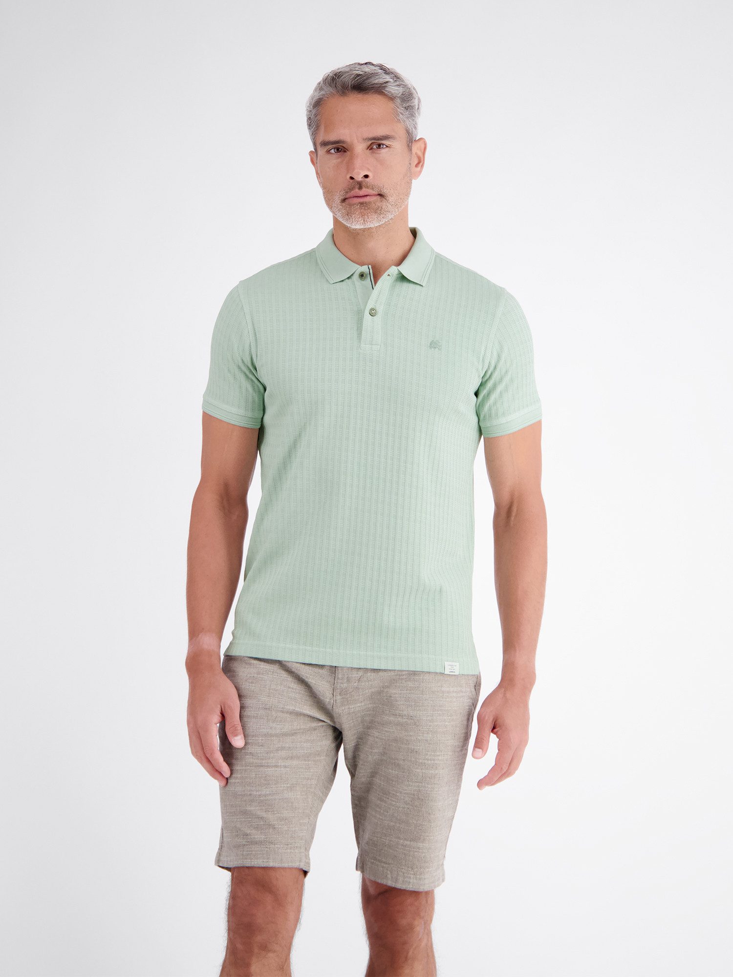 Poloshirt Poloshirt aus Jaquard mit Waffelstruktur in Vintage-Optik