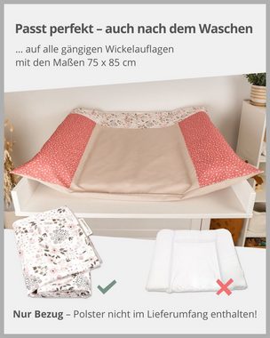 ULLENBOOM ® Wickelauflagenbezug Wickelauflagenbezug Rosa Blüten 75x85 cm (Made in EU), Bezug mit Hotelverschluss, 100% Baumwolle
