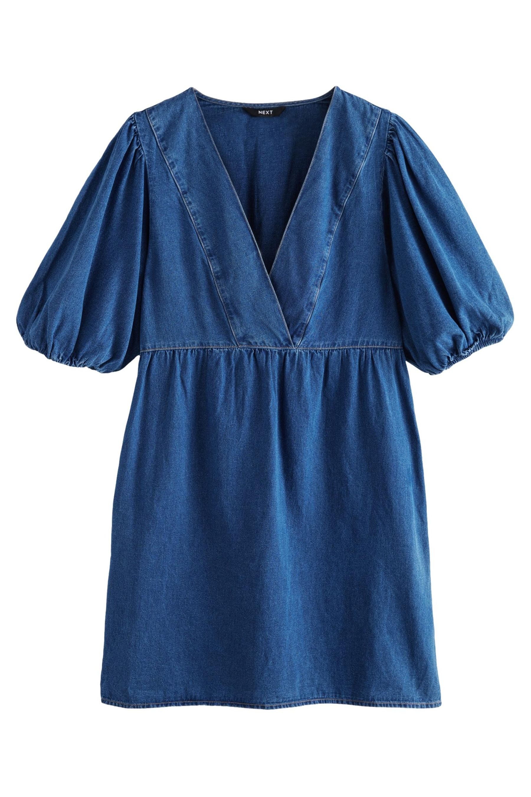 Jeanskleid Minikleid mit Puffärmeln aus 100 % Baumwolle
