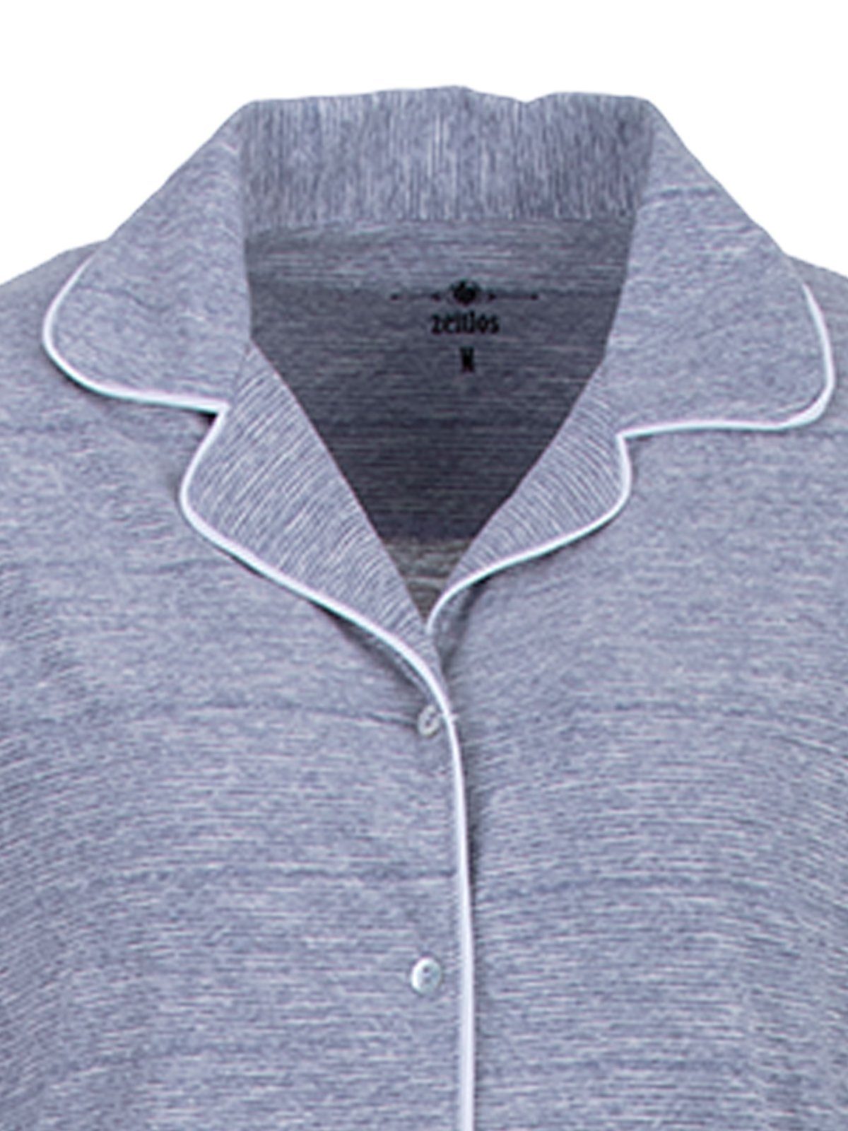 Set Melange zeitlos Streifen grau Pyjama Schlafanzug - Langarm
