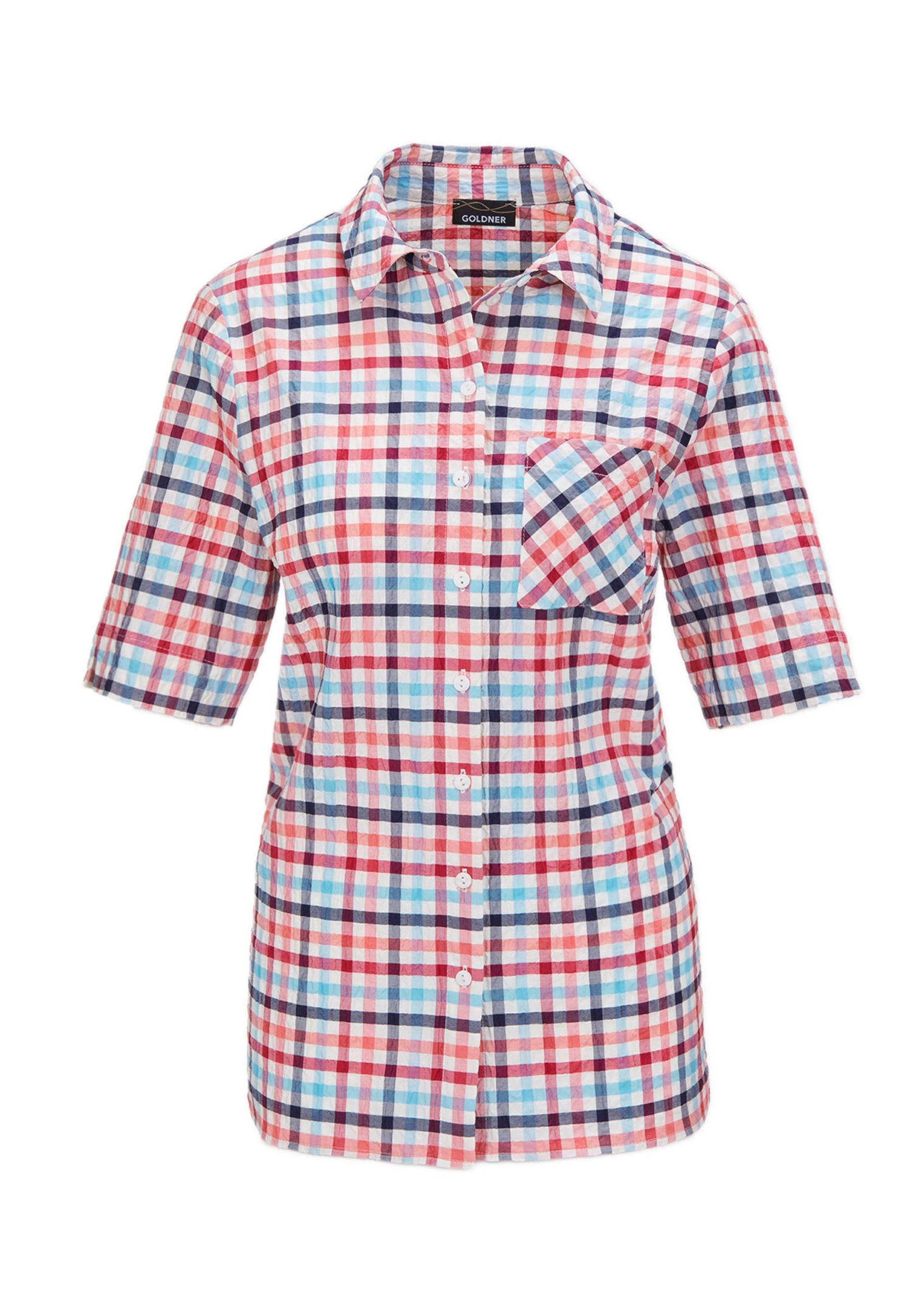 Kurzarmbluse Wander-Bluse in Seersucker Qualität