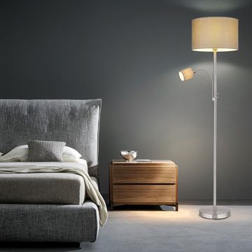 etc-shop Deckenfluter, Leuchtmittel nicht inklusive, Deckenfluter mit Leselampe Stehlampe Wohnzimmer, Textil