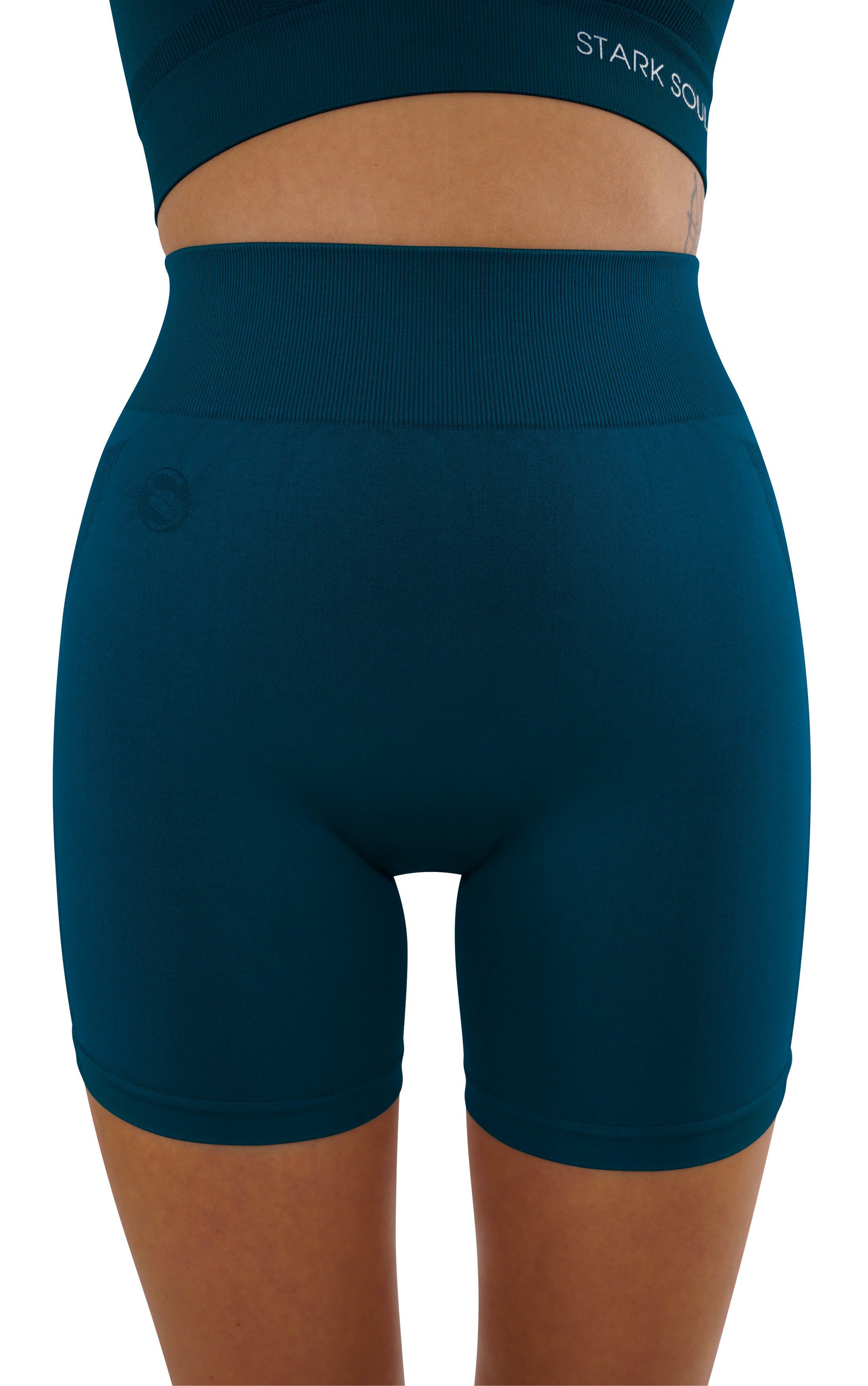 Dunkelblau Unifarben in OPAQUE kurze Leggings Seamless Trainingsshorts Soul® Stark