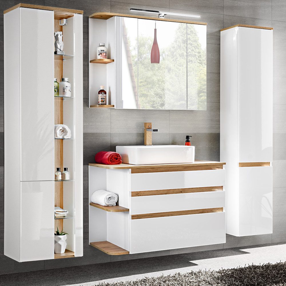 Lomadox Badmöbel-Set CAMPOS-56, (Spar-Set, 6-St), weiß günstig online kaufen