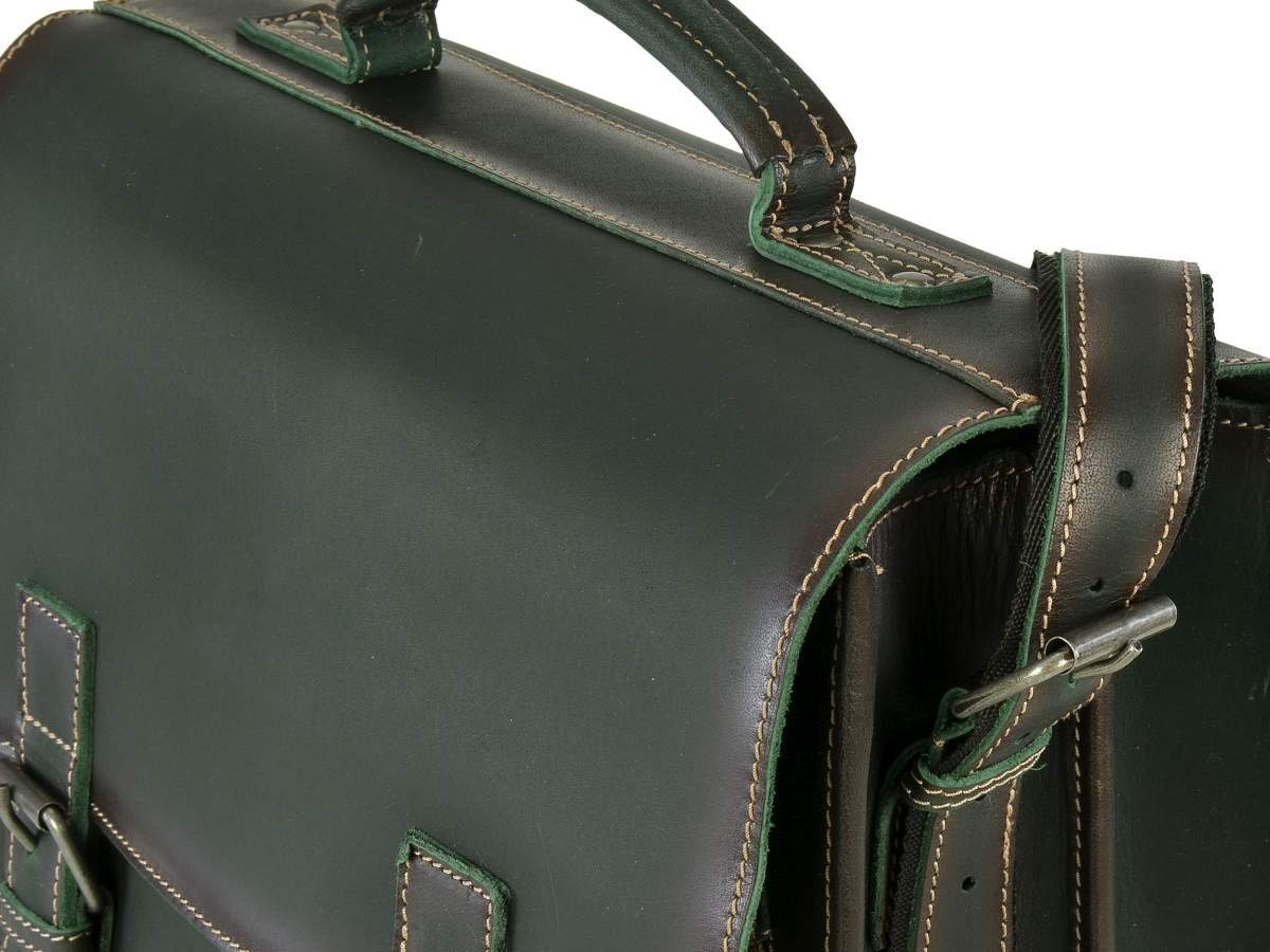 Greenburry Schultasche, rustikal grün und Businesstasche, Aktentasche für Damen, Herren Buffalo,