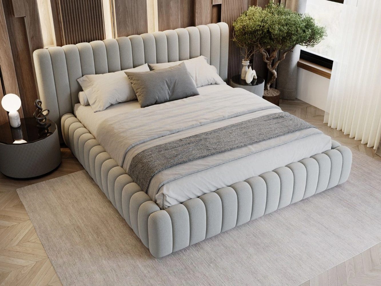 GrainGold Polsterbett mit Bettkästen BLISS, Modern Bett mit Kopfteil - 200x günstig online kaufen