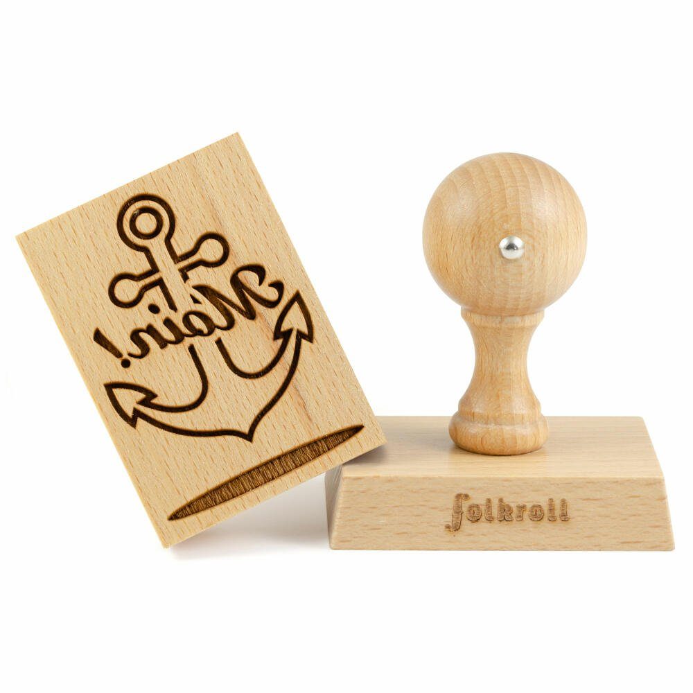 folkroll Gebäckstempel Moin 70x50 mm, Buchenholz