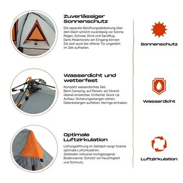 Lumaland Pyramidenzelt Solo-Zelt Pop Up Wurfzelt für 1-Person, Personen: 1, Rechteck 225x100x57 Camping Festival wasserdicht