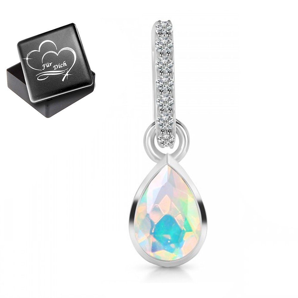 Limana Kettenanhänger echter Opal und Topas 925 Sterling Silber kleiner Anhänger für Kette (inkl. Herz Gravur Dose), edle Geschenkidee Liebe Geschenk für Damen Edelsteinschmuck