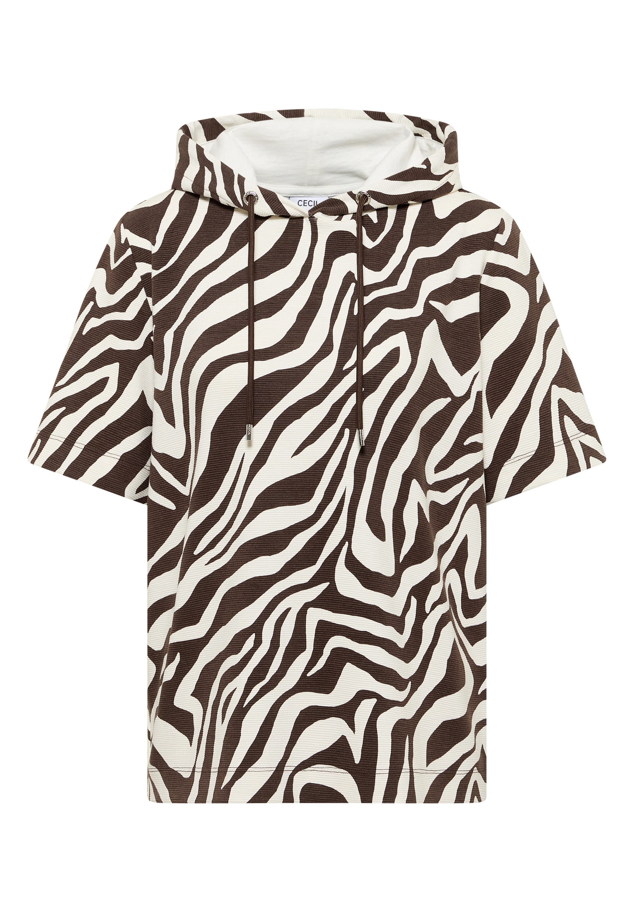 CECIL Kapuzensweatshirt Kurzarm-Shirt mit Kapuze und Zebraprint – Bild 5 von 5