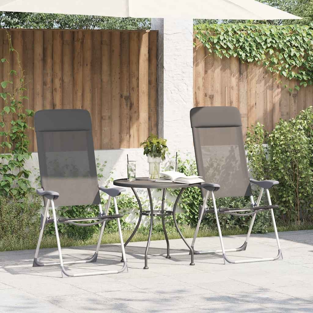 vidaXL Campingstuhl Klappbare Campingstühle 2 Stk. Grau Aluminium (2 St)