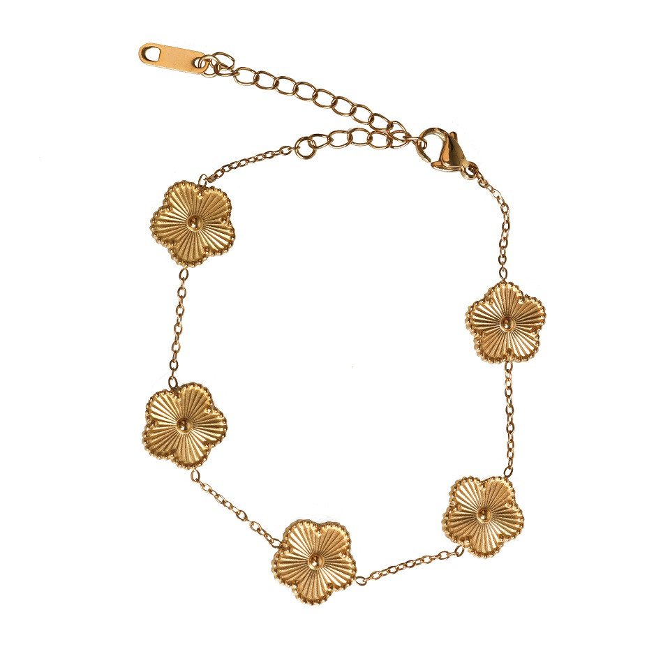 Capelli New York Schmuckset Armband mit Blumen – Edelstahl, 18K vergoldet