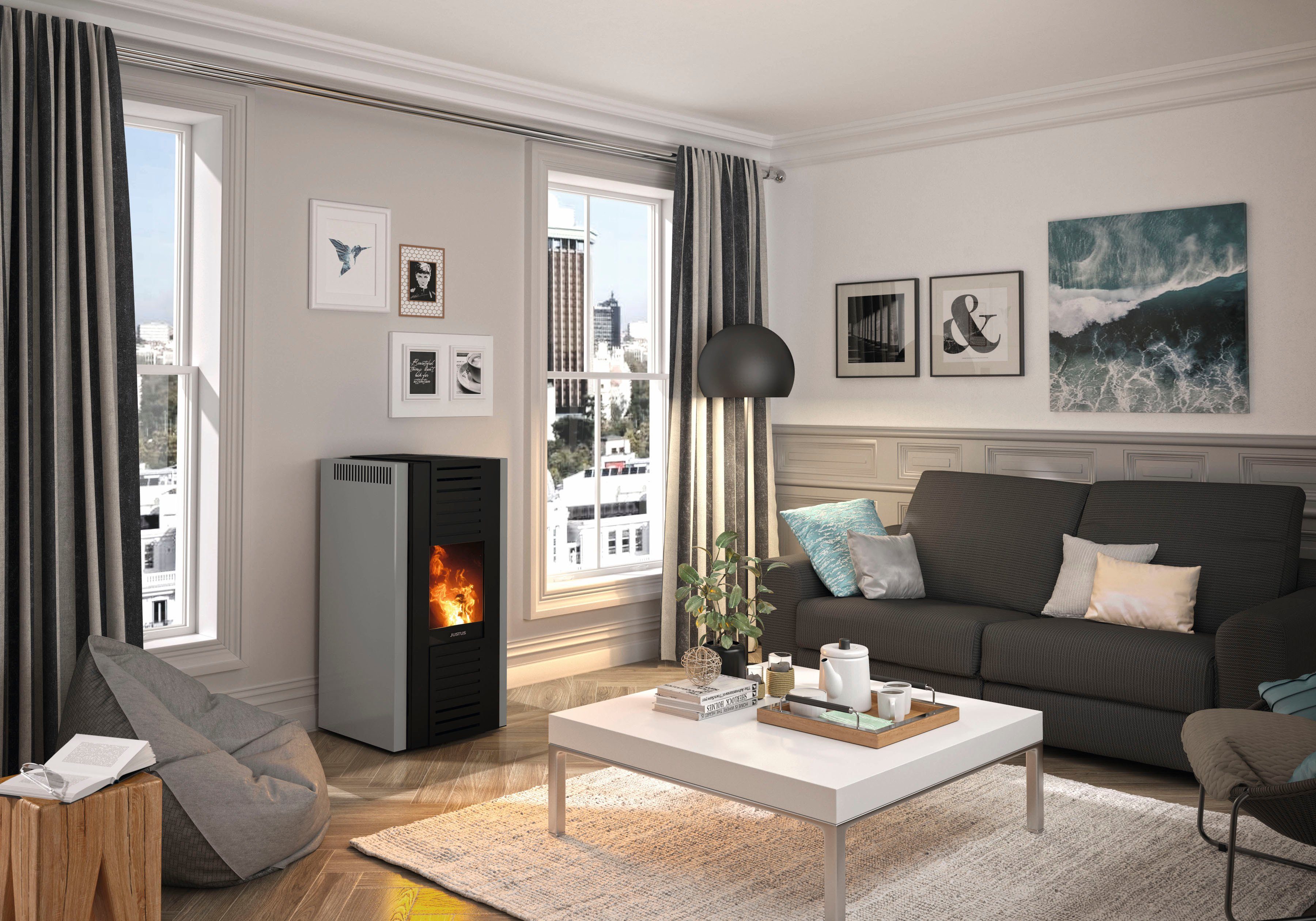 JUSTUS pellet stove Sirkos Aqua 2.0, 9.4 kW, intermittent burning, water-bearing