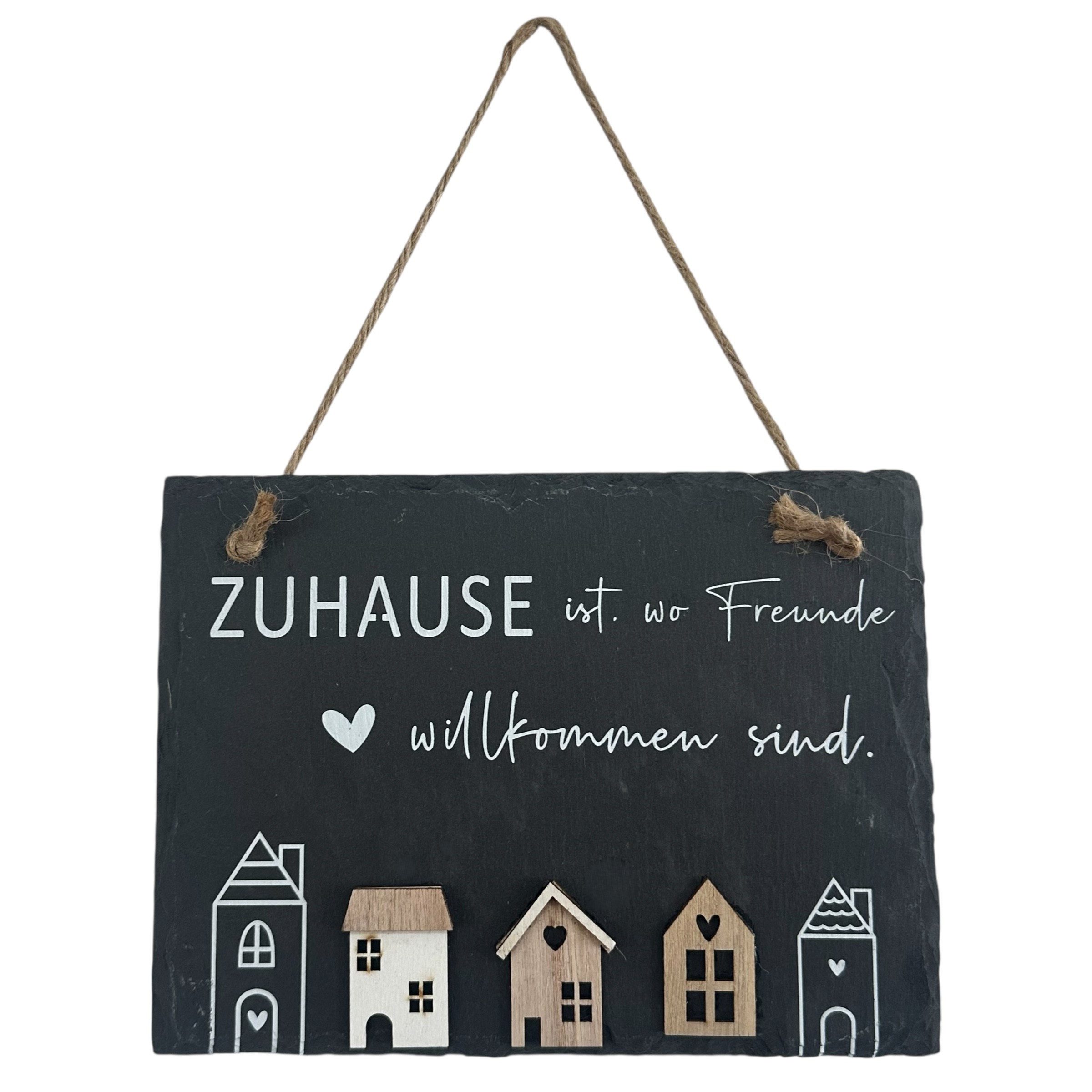 Gasper Hängedekoration Schieferplatte Hänger "Zuhause" 20x15cm. Dekohänger Wanddeko Muttertag
