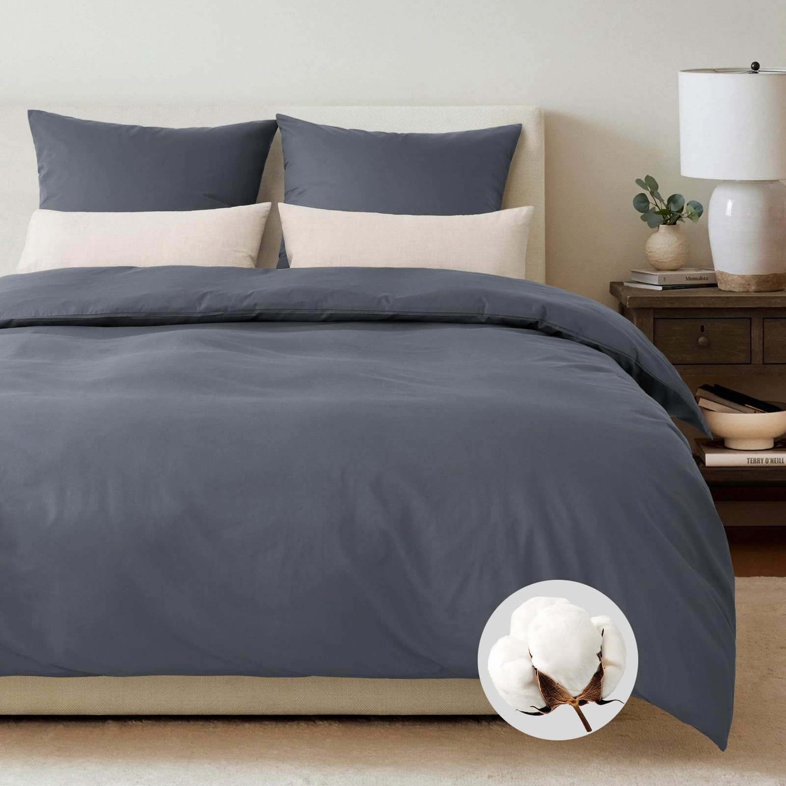 Topfinel Bettwäsche 135 x 200 baumwolle weich hautfreundlich Allergiker Baby ganzjährig, Baumwolle, 3 teilig, bettwäsche-sets 240 X 220 mit reißverschluss grau Einfarbig Modern