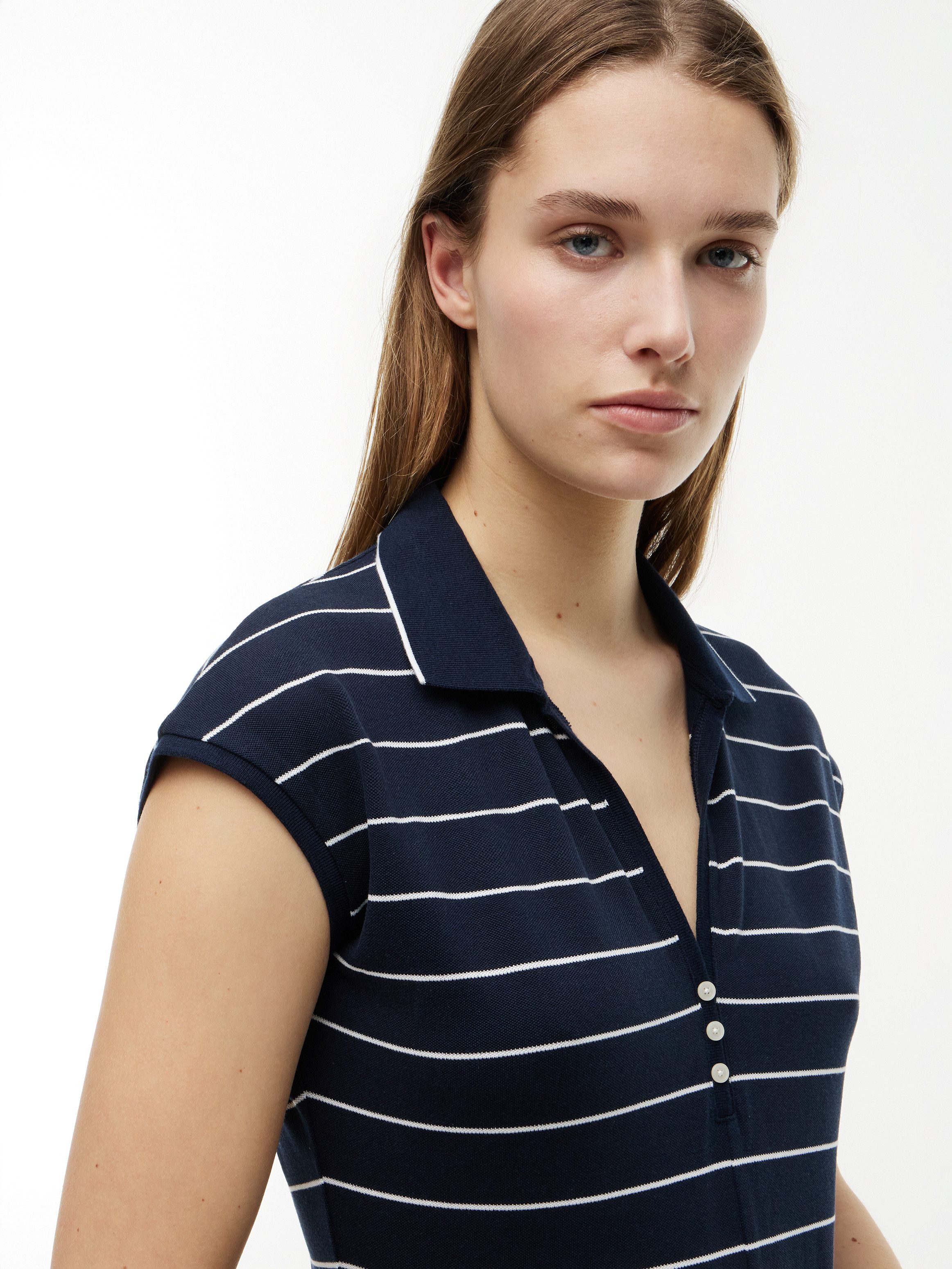 Tommy Hilfiger Polokleid LYOCELL PQ HENLEY MIDI POLO DRS Materialmix, Polokragen, mit Stretch