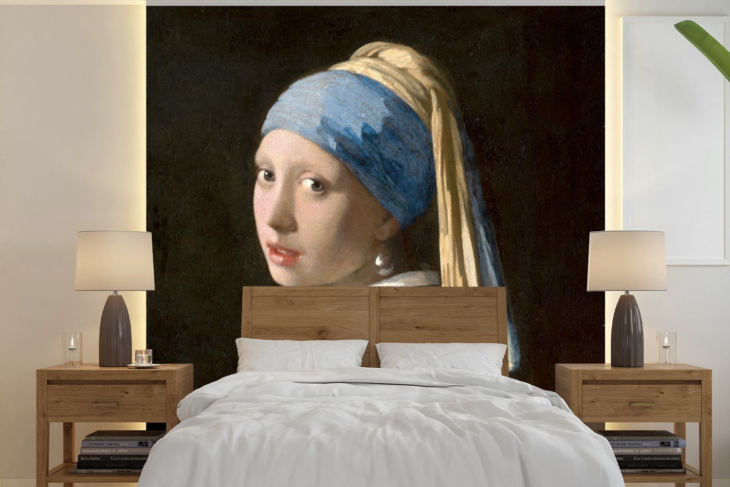 MuchoWow Fototapete Mädchen mit Perlenohrring - Gemälde - Alte Meister - Vermeer, Matt, bedruckt, (5 St), Vinyl Tapete für Wohnzimmer oder Schlafzimmer, Wandtapete