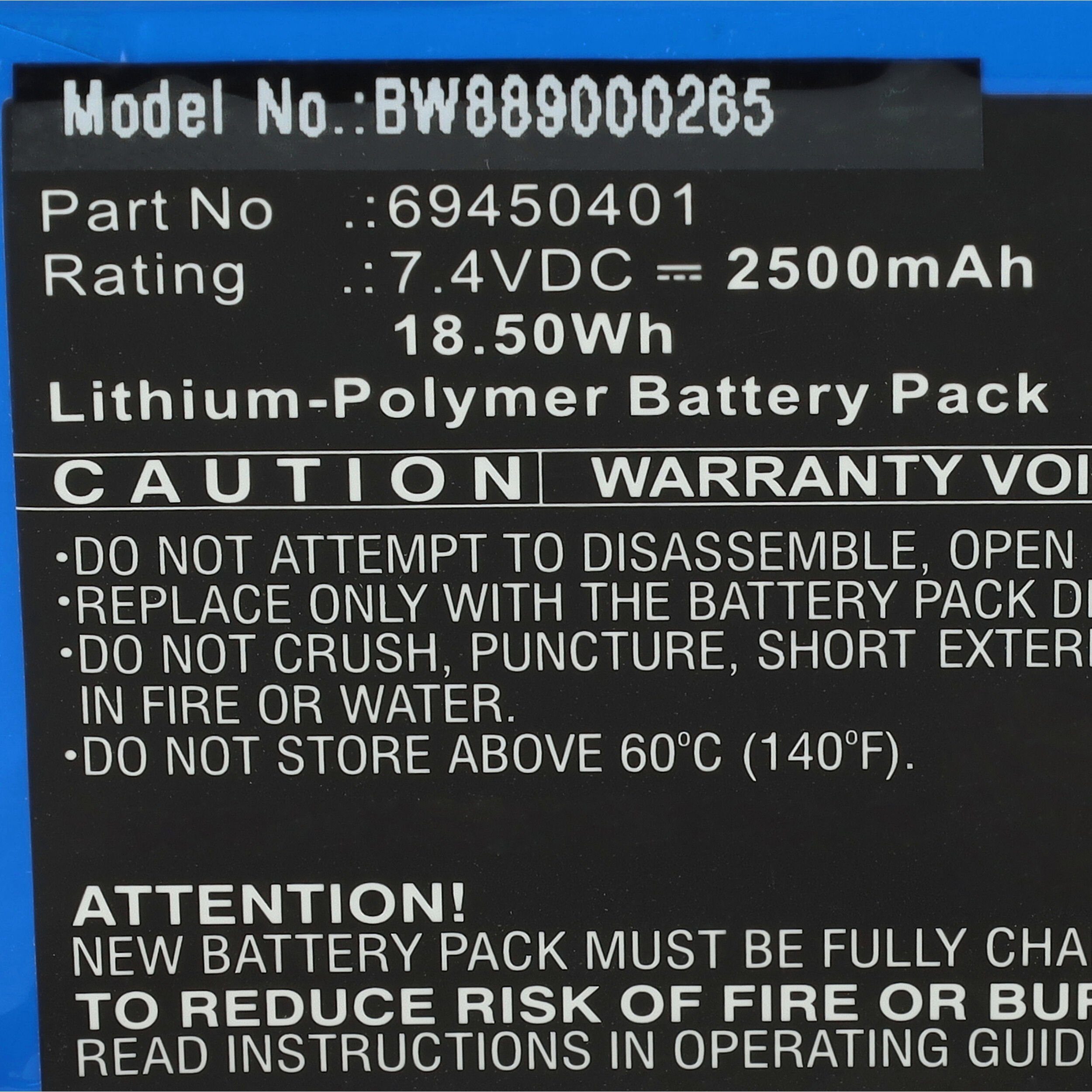 ECG-100G Contec (7,4 Akku Li-Polymer 2500 V) vhbw mAh mit kompatibel