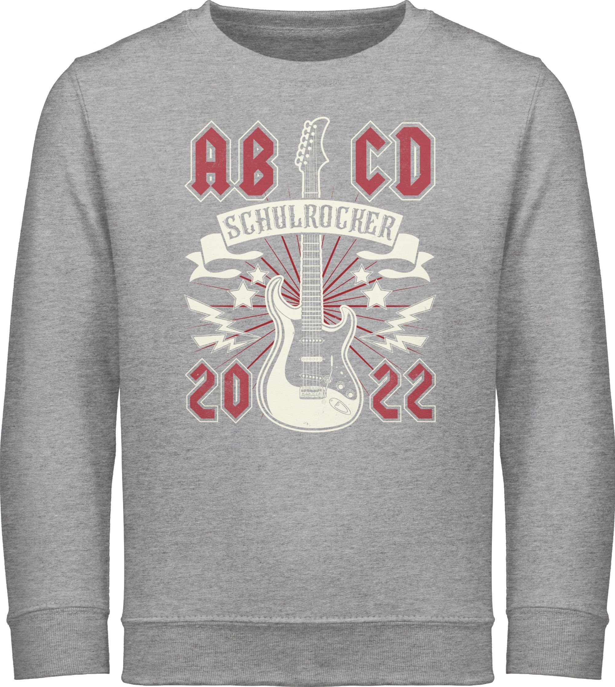Shirtracer Sweatshirt ABCD Pullover Vintage 2022 Schultüte Premium - Schulanfang Schulrocker - Füllung Geschenke Kinder Schulkind meliert 5 Einschulungs Einschulung Grau und