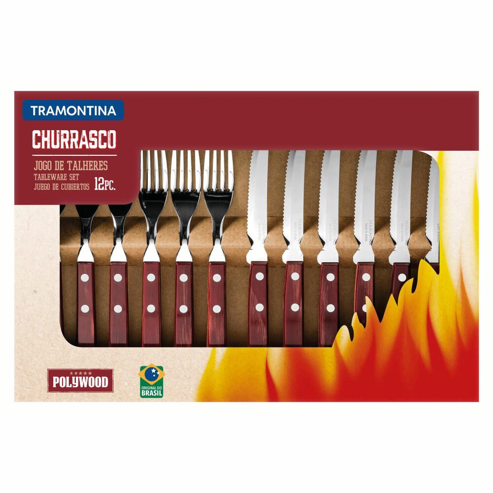 Tramontina Steakbesteck 12-tlg. Rot, Edelstahl