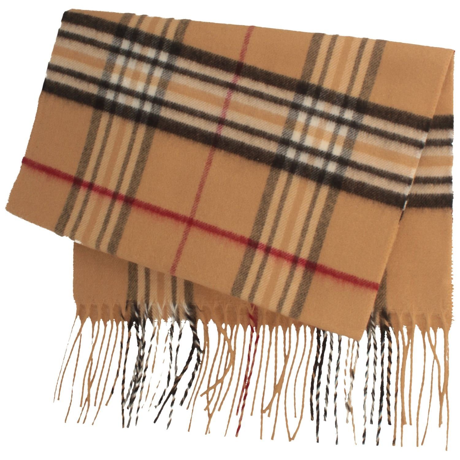 Breiter Schal, Cashmink im Tartan-Karo mit Fransen